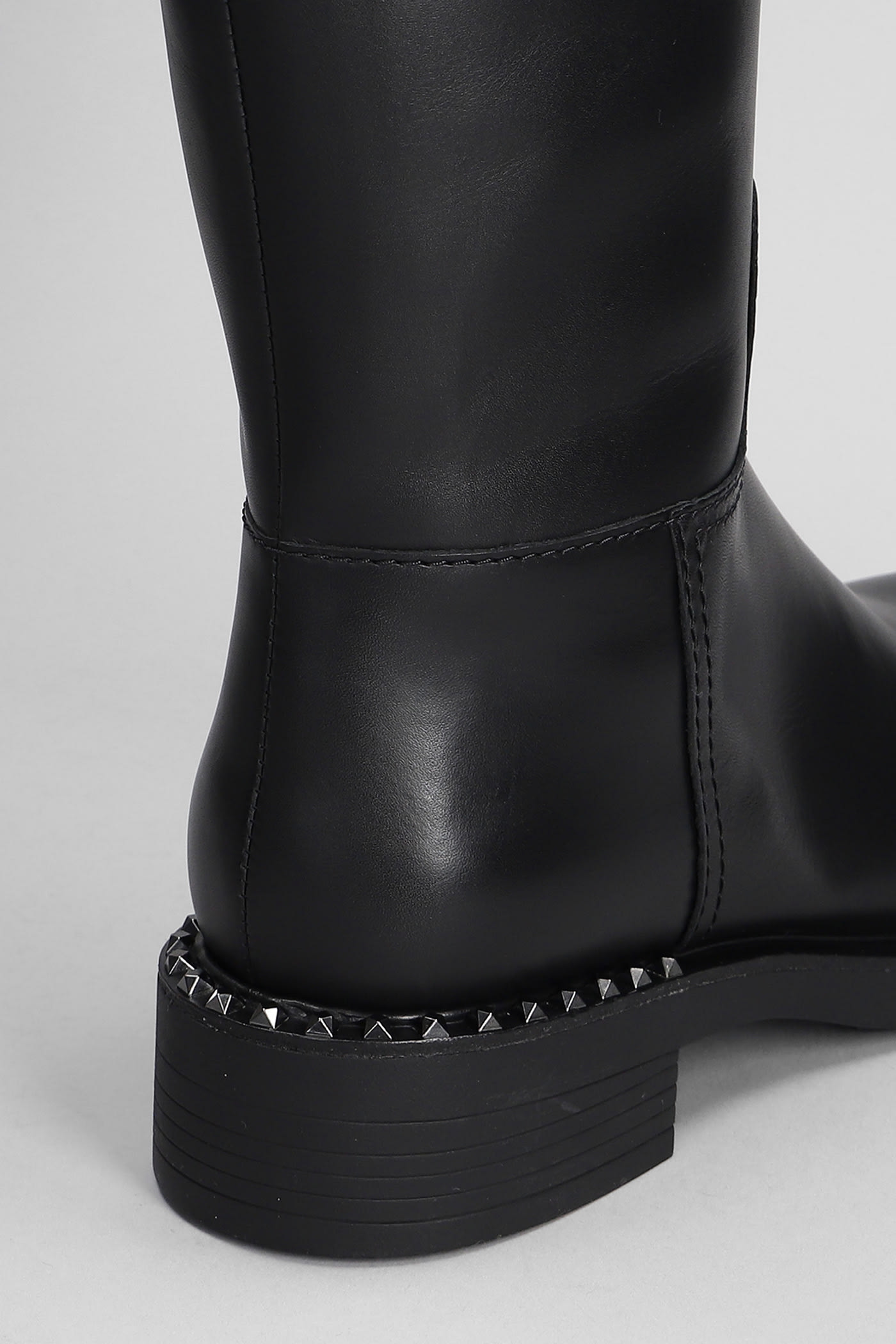 Shop Ash Faith Low Heels Boots In Black Leather