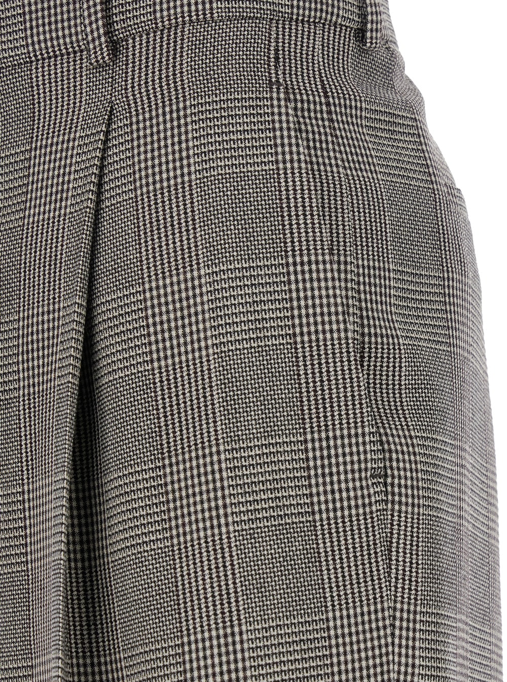 Saint Laurent Grey High Waisted Pants With All-over Prince Of Wales Motif In Wool Man In Gray