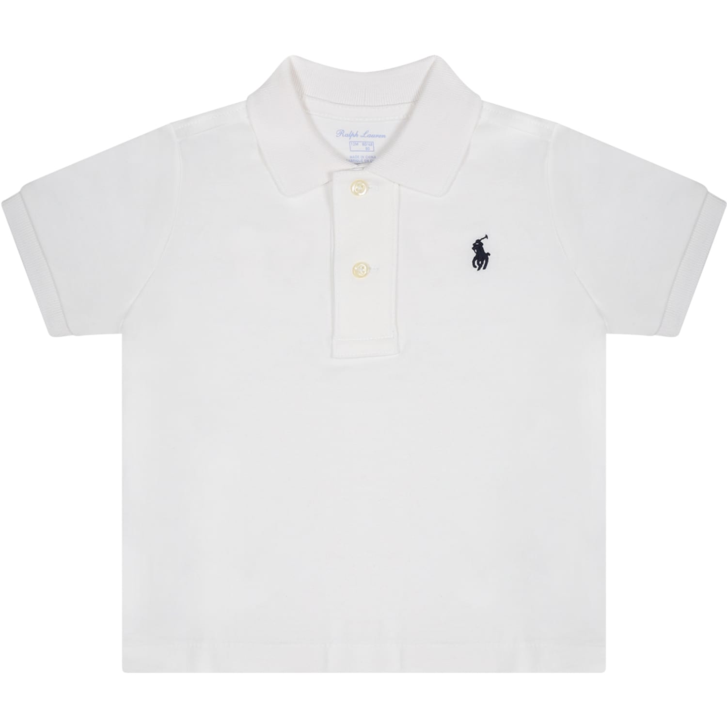 Ralph Lauren White Polo-shirt For Baby Boy With Iconic Pony