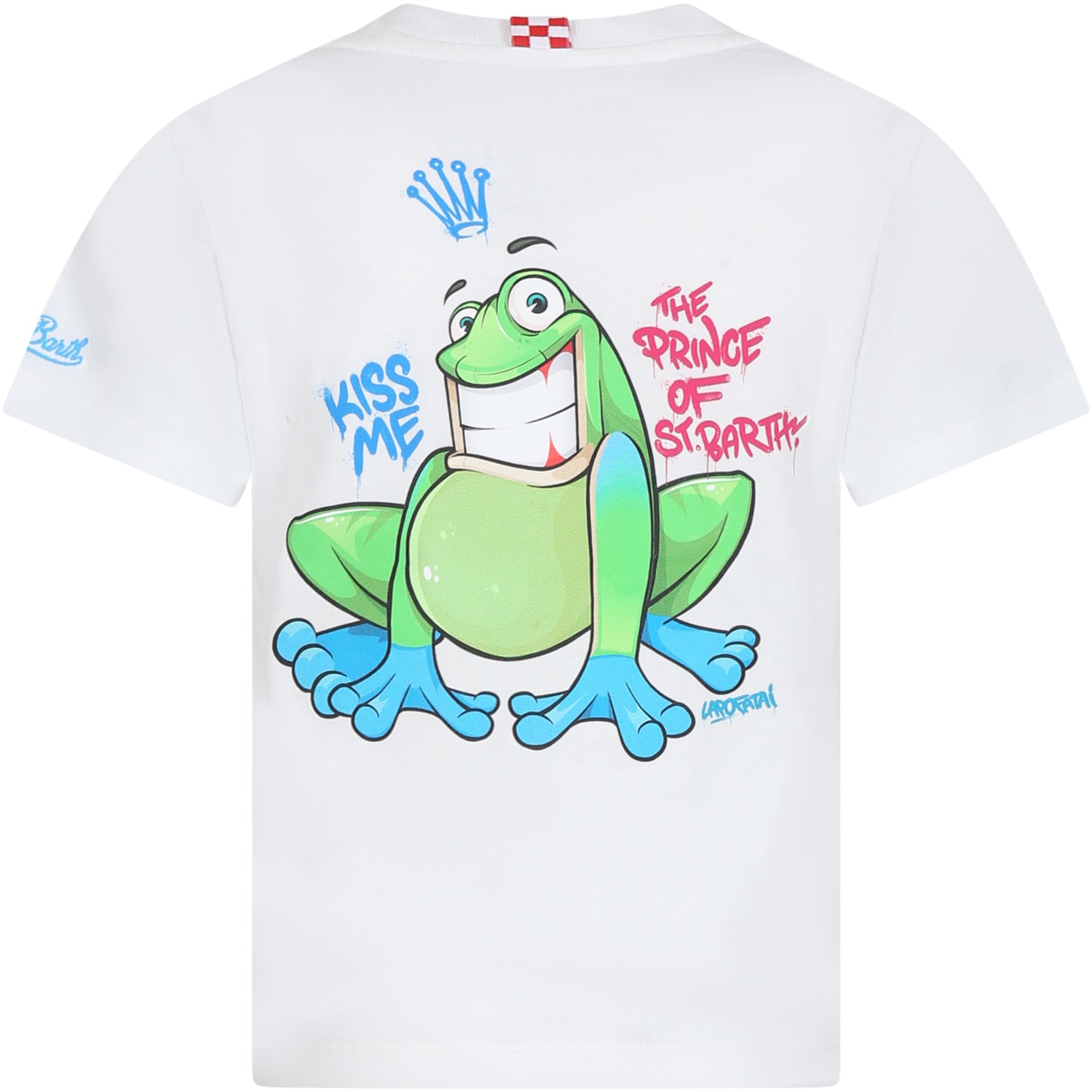 Shop Mc2 Saint Barth White T-shirt For Boy With Frog And Logo