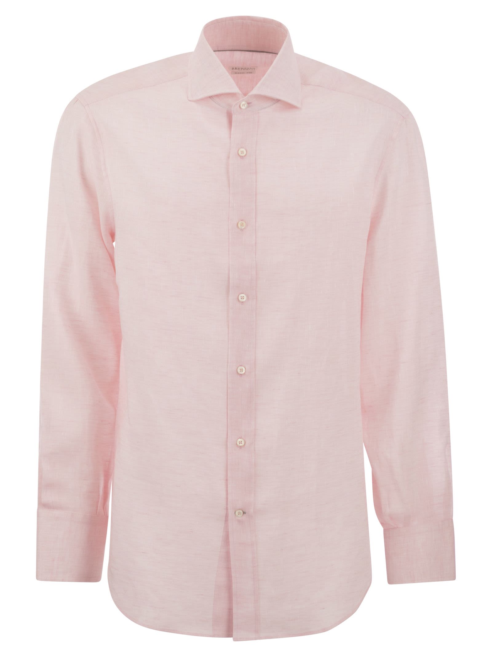 Shop Brunello Cucinelli Basic Fit Linen Shirt In Pink