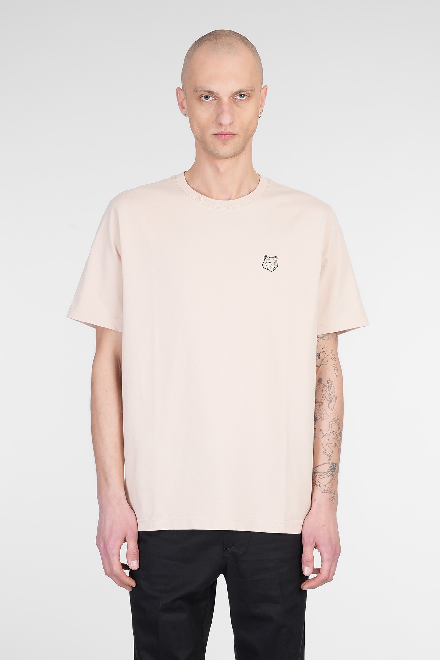 Shop Maison Kitsuné T-shirt In Beige Cotton