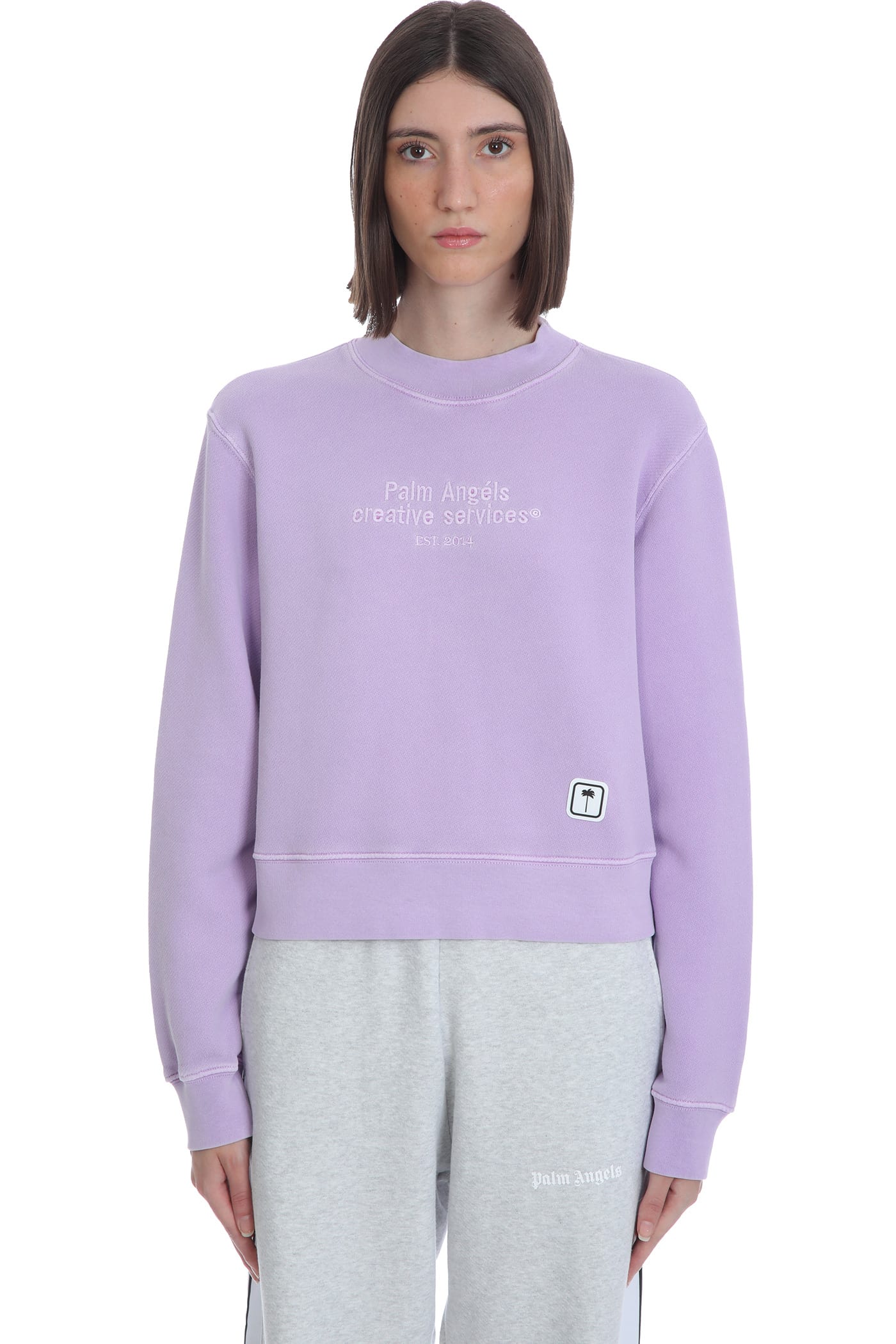 Palm Angels Sweatshirt In Viola Cotton