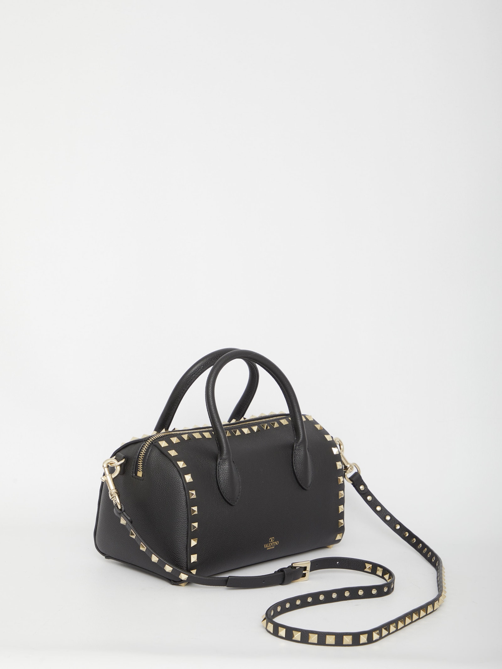 Shop Valentino Rockstud Handbag In Black