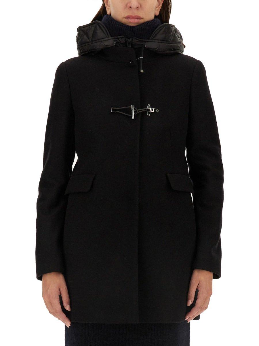 Shop Fay Long-sleeved Hooded Coat In Black