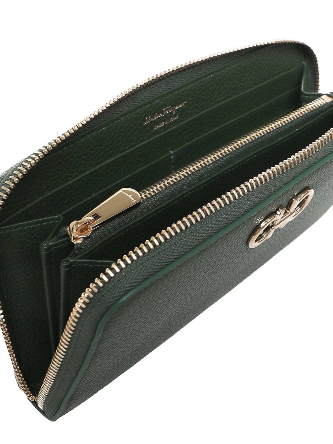 Shop Ferragamo Continental Calfskin Wallet In Green