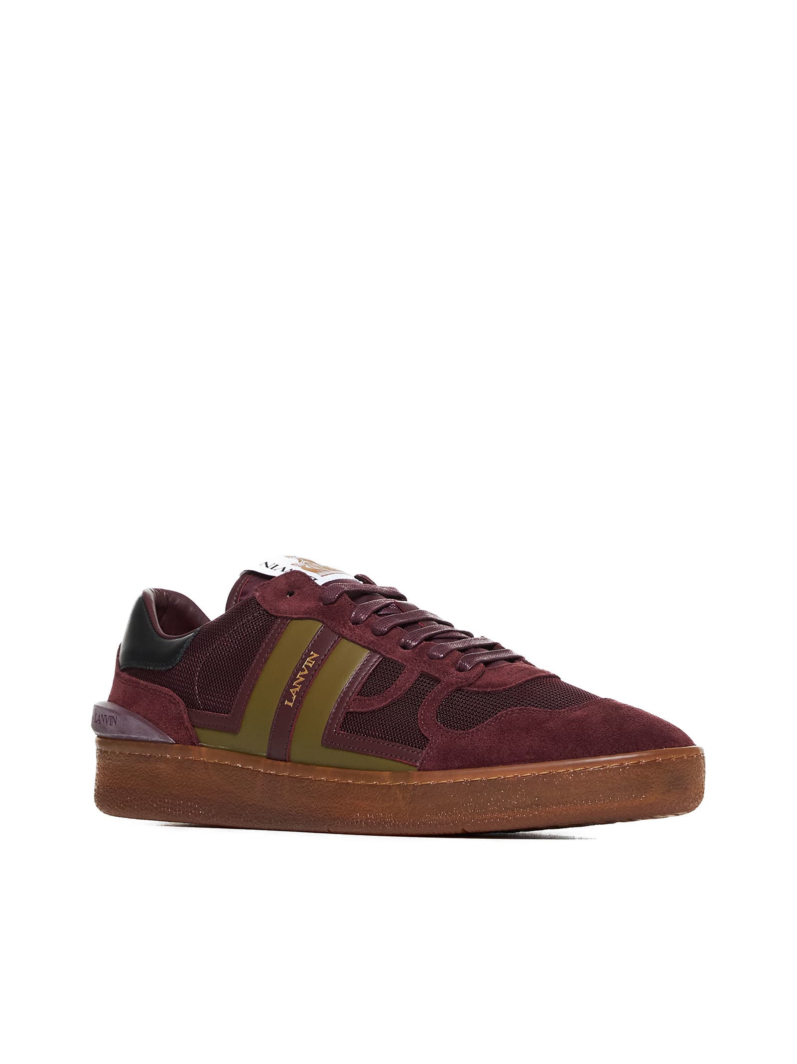 Shop Lanvin Sneakers In Burgundy/green