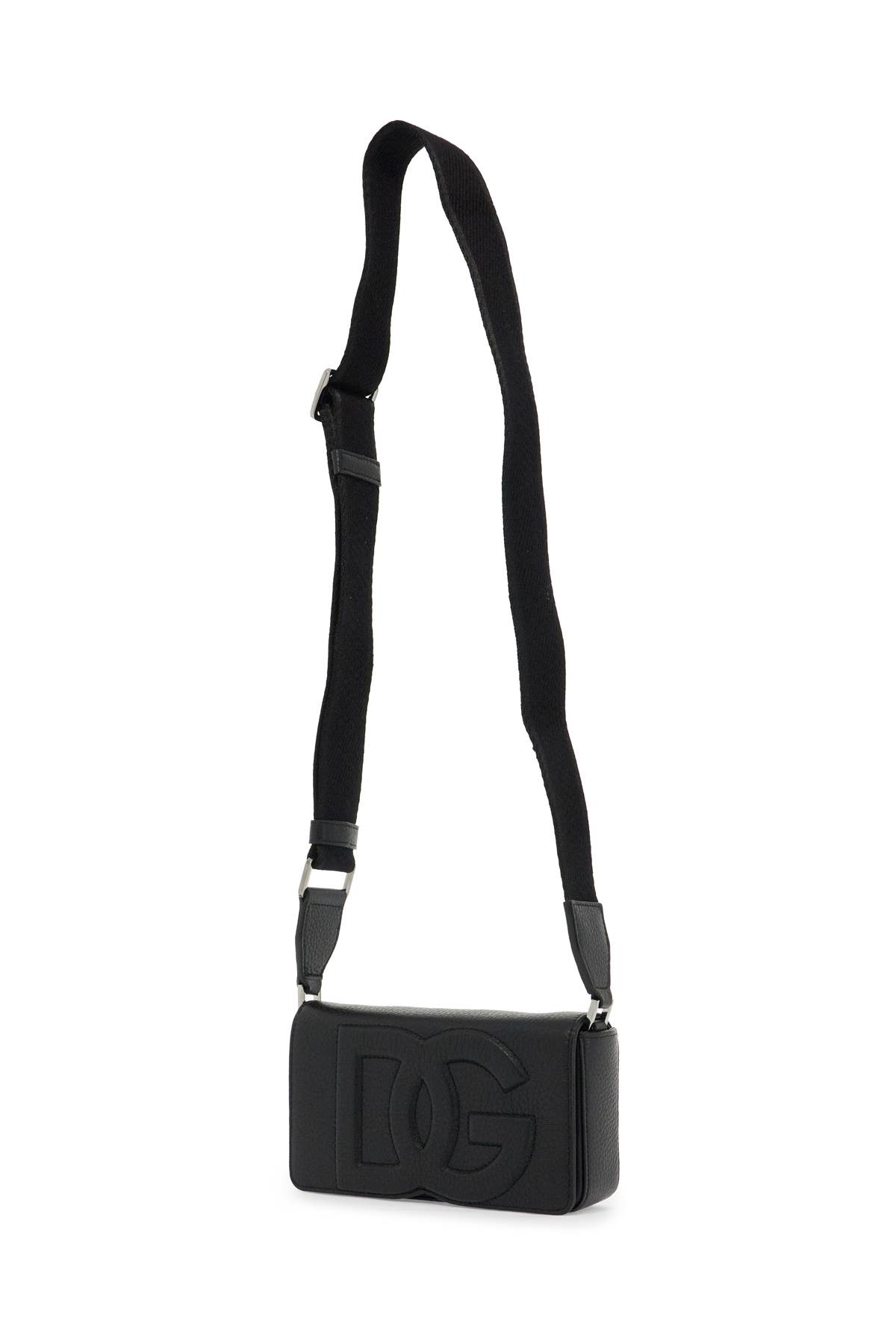 Shop Dolce & Gabbana Mini Leather Crossbody Bag With Shoulder Strap. In Nero (metallic)