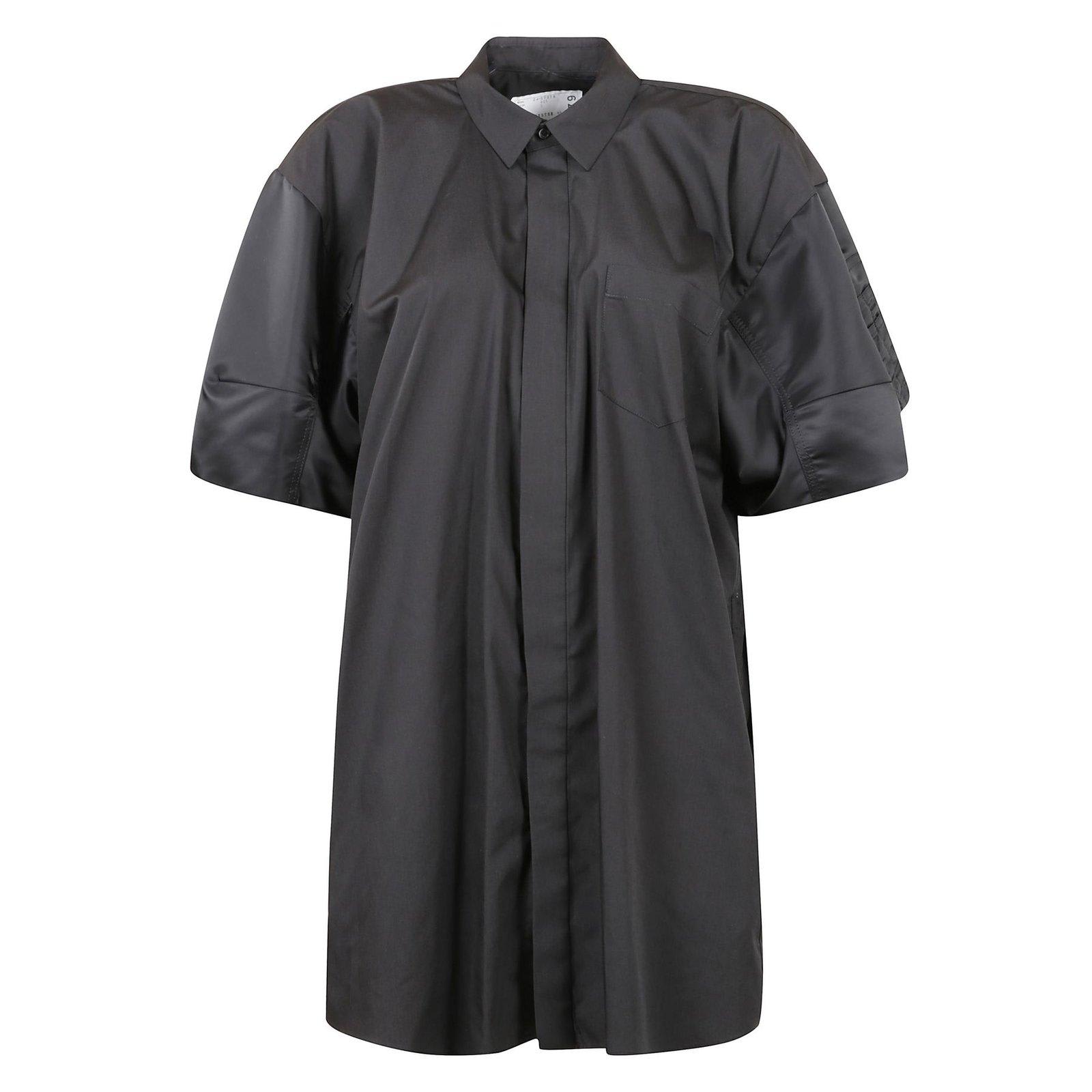 SACAI POPLIN MINI SHIRT DRESS 