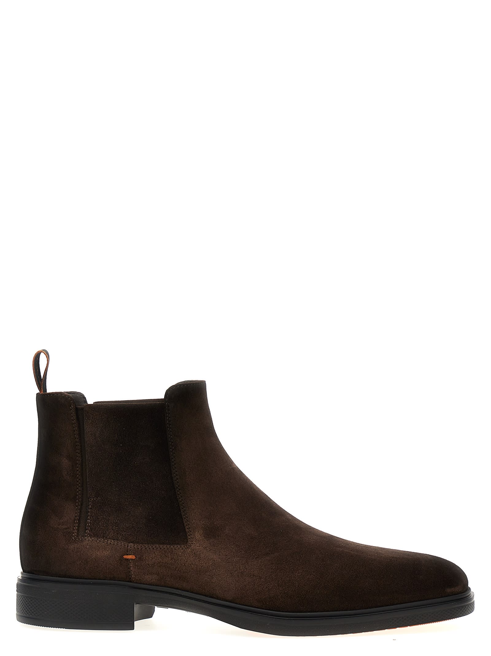 Shop Santoni Suede Ankle Boots In Brown