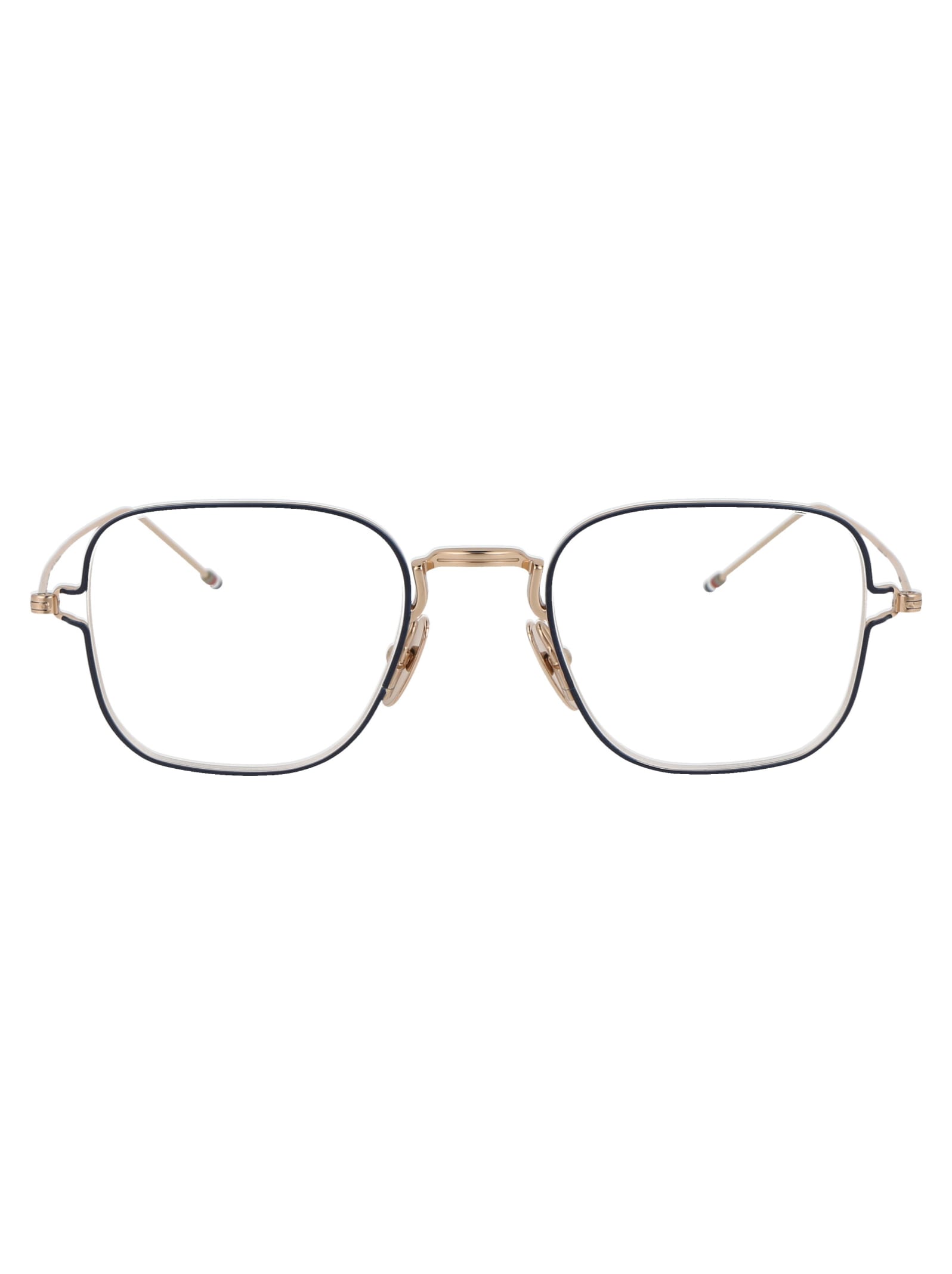 Shop Thom Browne Tb-116 Glasses In White Gold - Navy W/ Clear