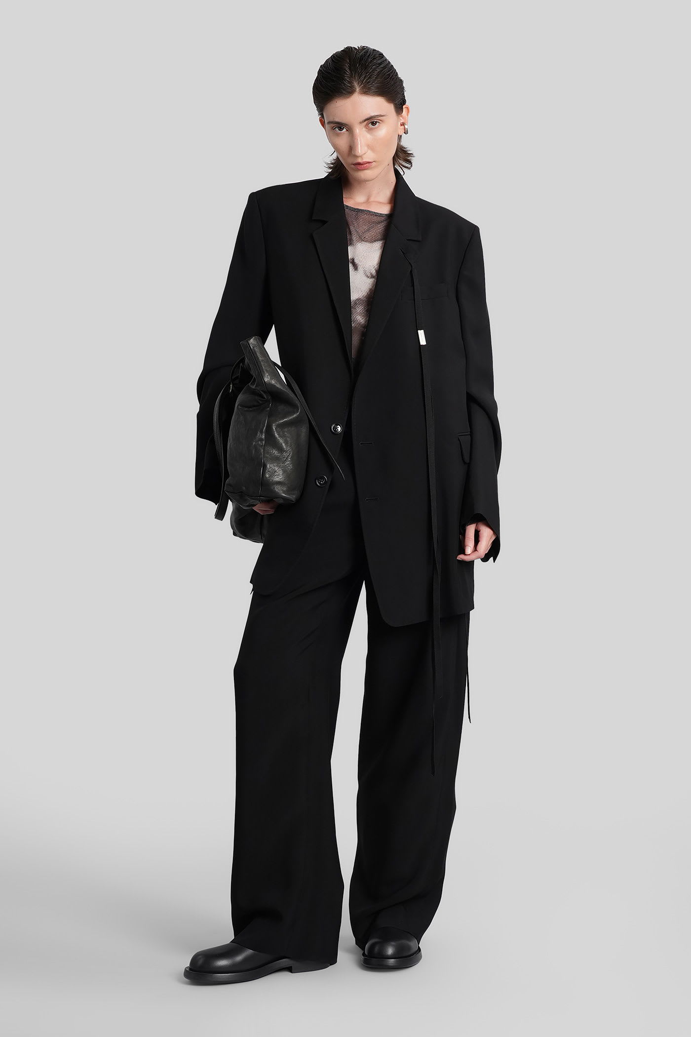Ann Demeulemeester Agnes Blazer In Black Viscose In Black