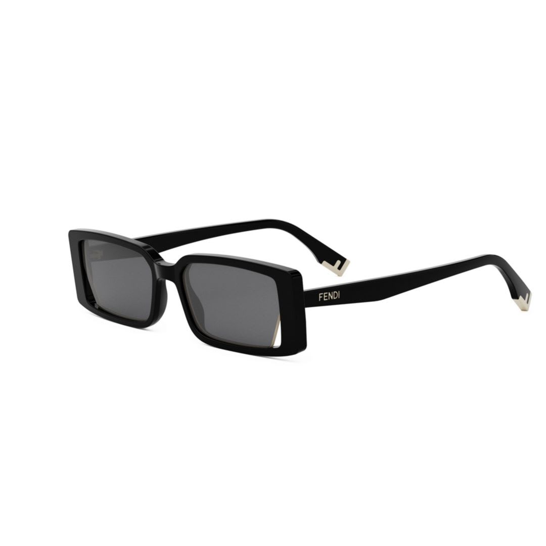 Fendi Way Rectangular Sunglasses, 53mm In 01a - Black