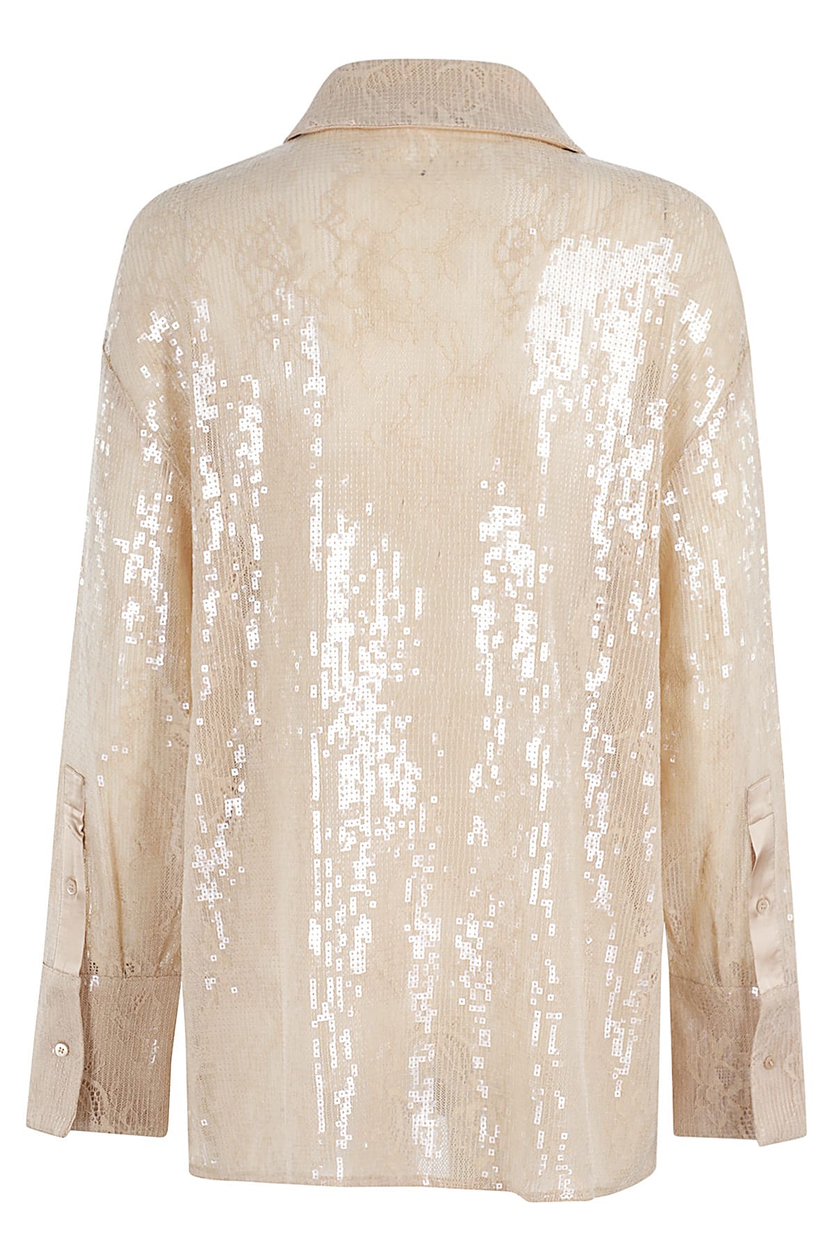 Shop Retroféte Ariana Sequin Shirt In Nude