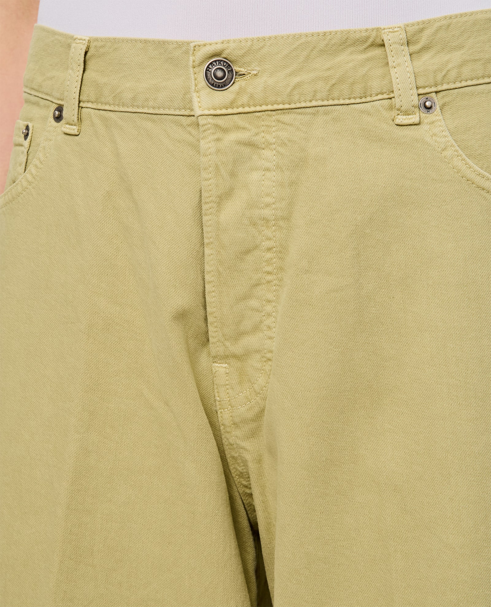 Shop Haikure Bethany Twill 45 Baggy Denim Pants In Green