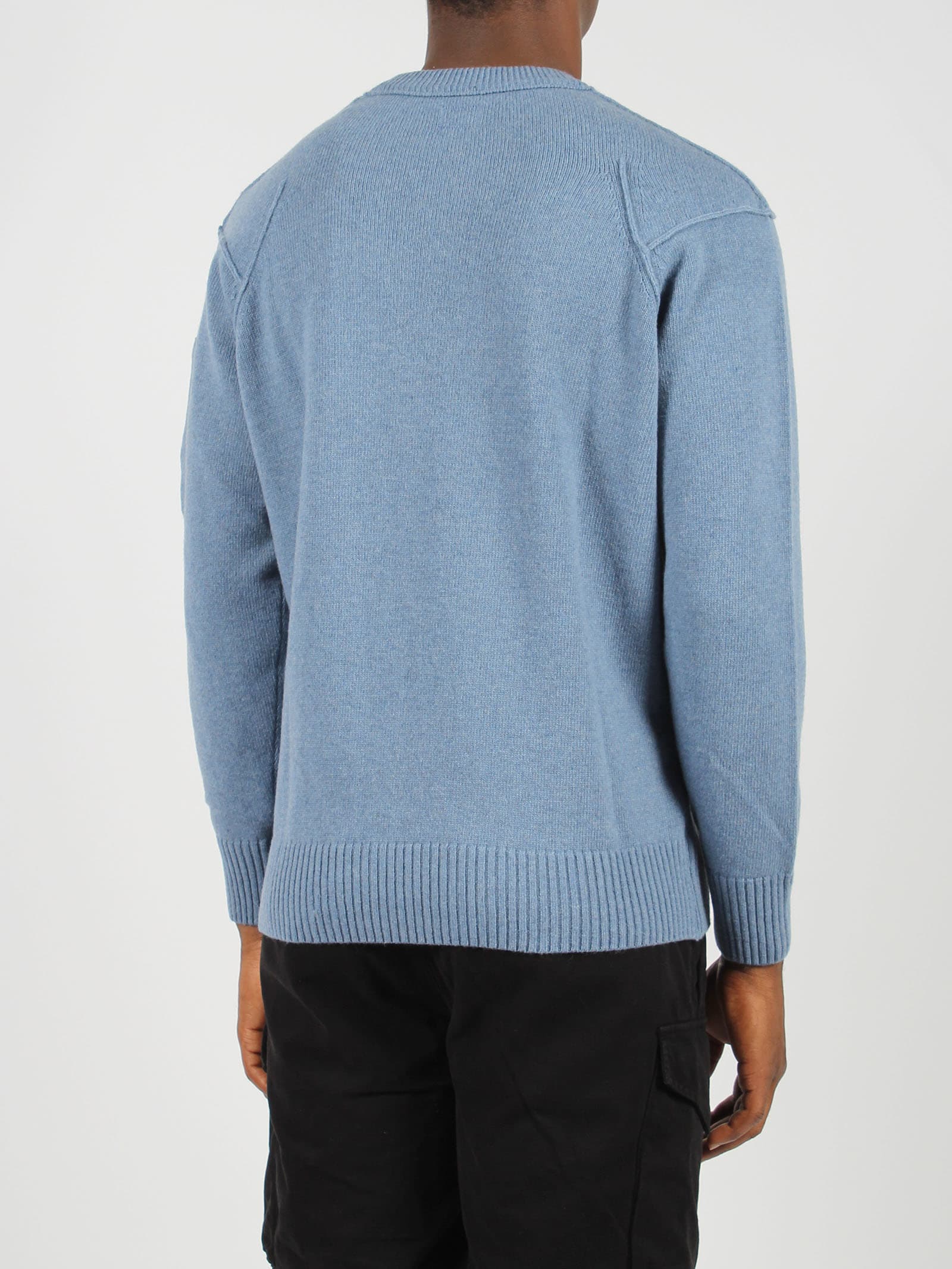 Shop C.p. Company Lambswool Grs Crew Neck Knit In Blue