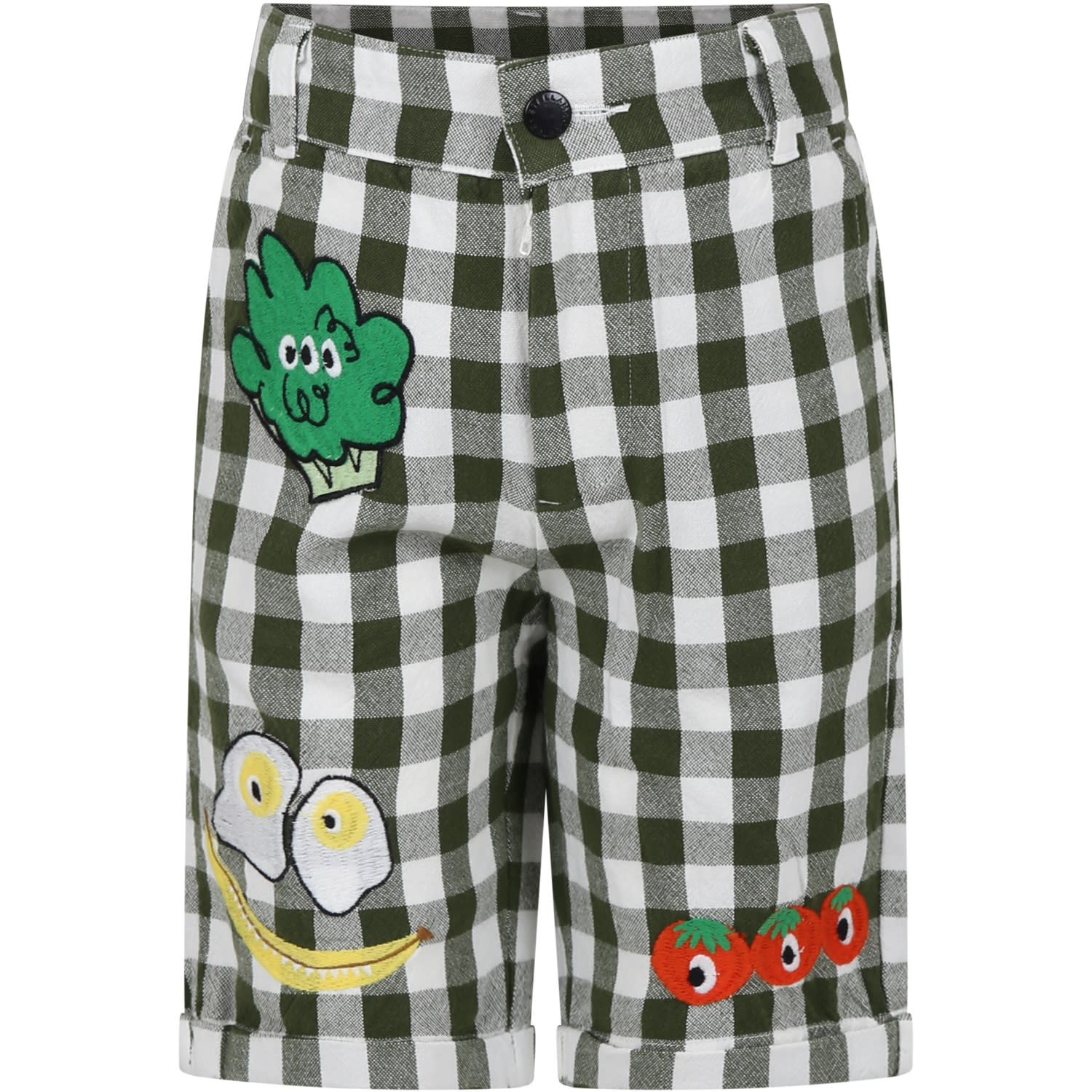 Stella Mccartney Kids' Green Shorts For Boy With All-over Pattern