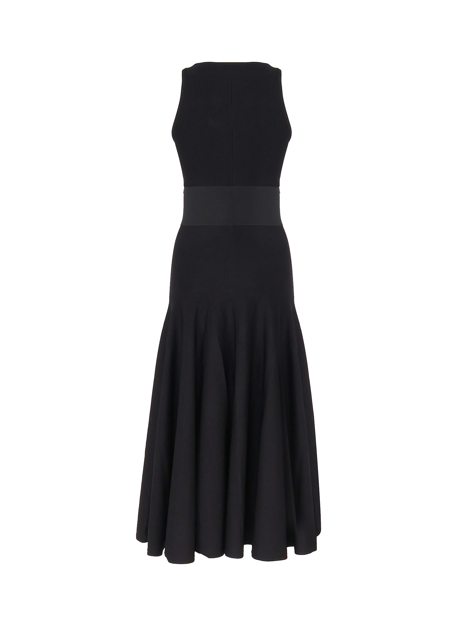 Shop Alaïa Midi Dress With Belt In Black