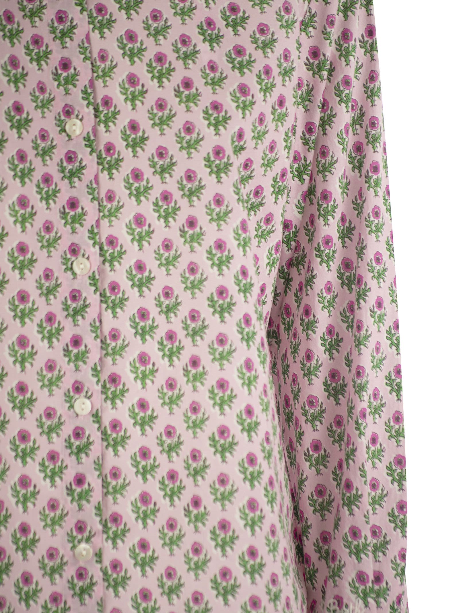 Shop Mc2 Saint Barth Brigitte - Shirt With Flower Pattern In Pink