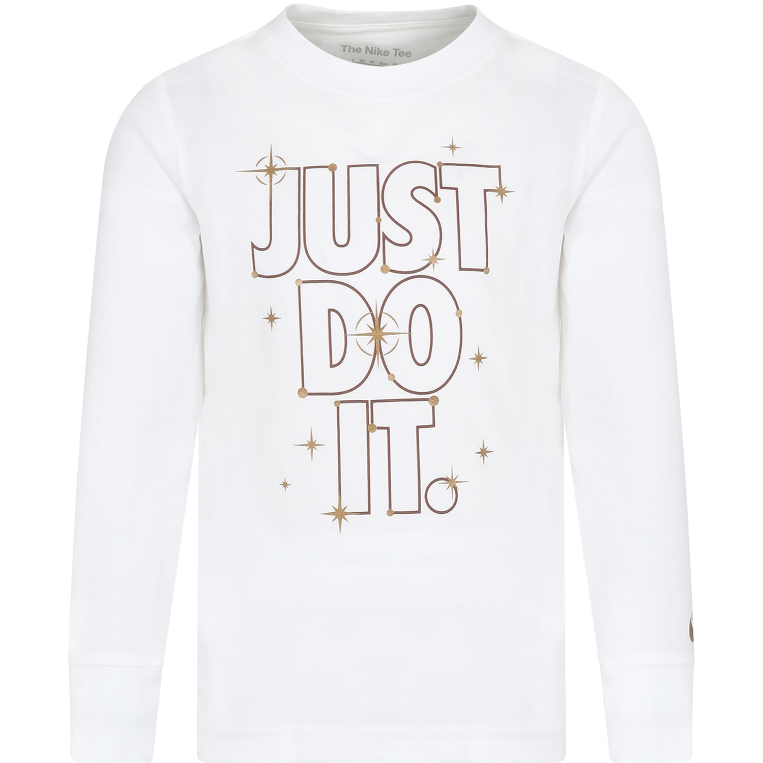 Nike Ivory T-shirt For Kids With Logo And Writing In Ivory