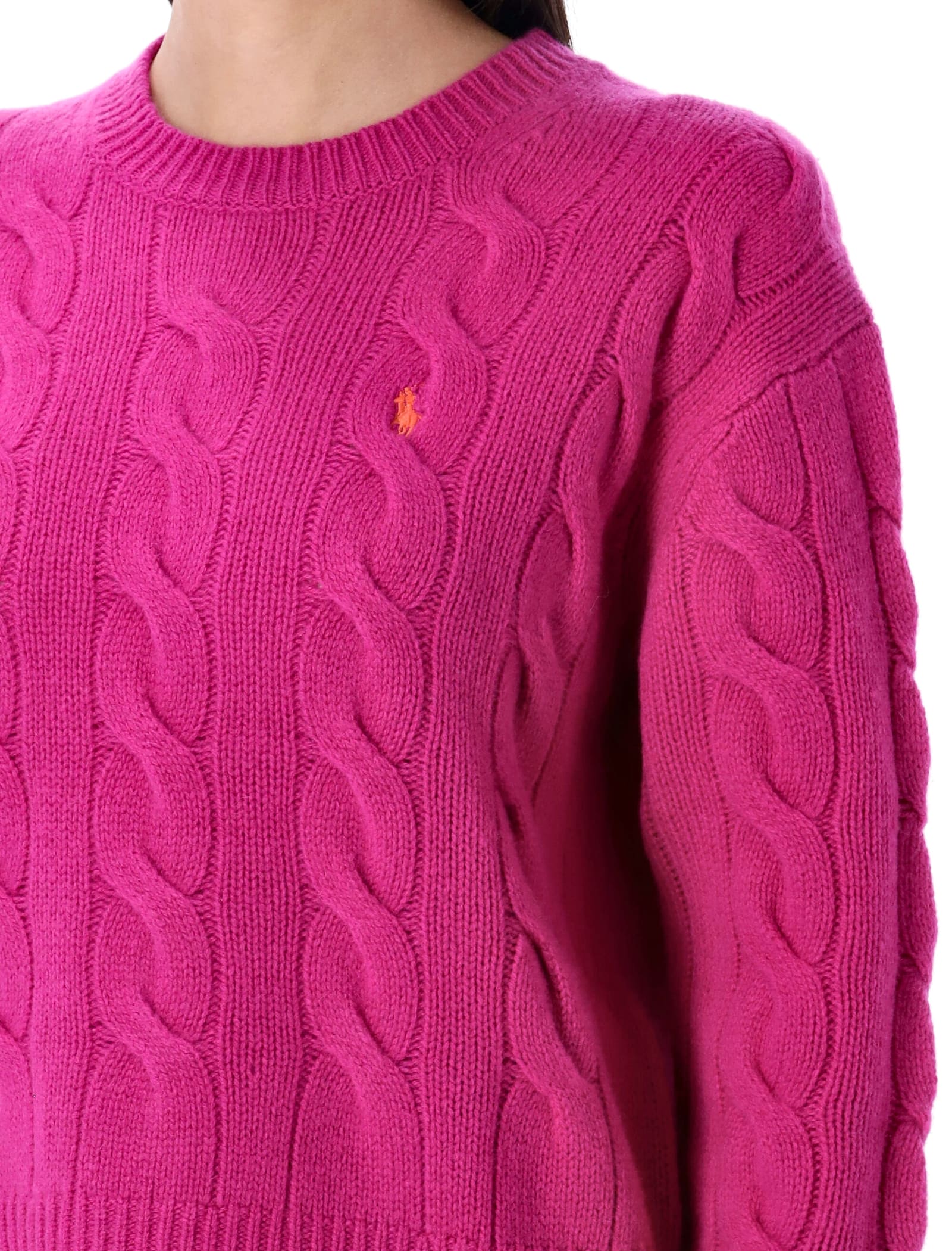 Polo Ralph Lauren Wool And Cashmere Cable-knit Sweater In Pink