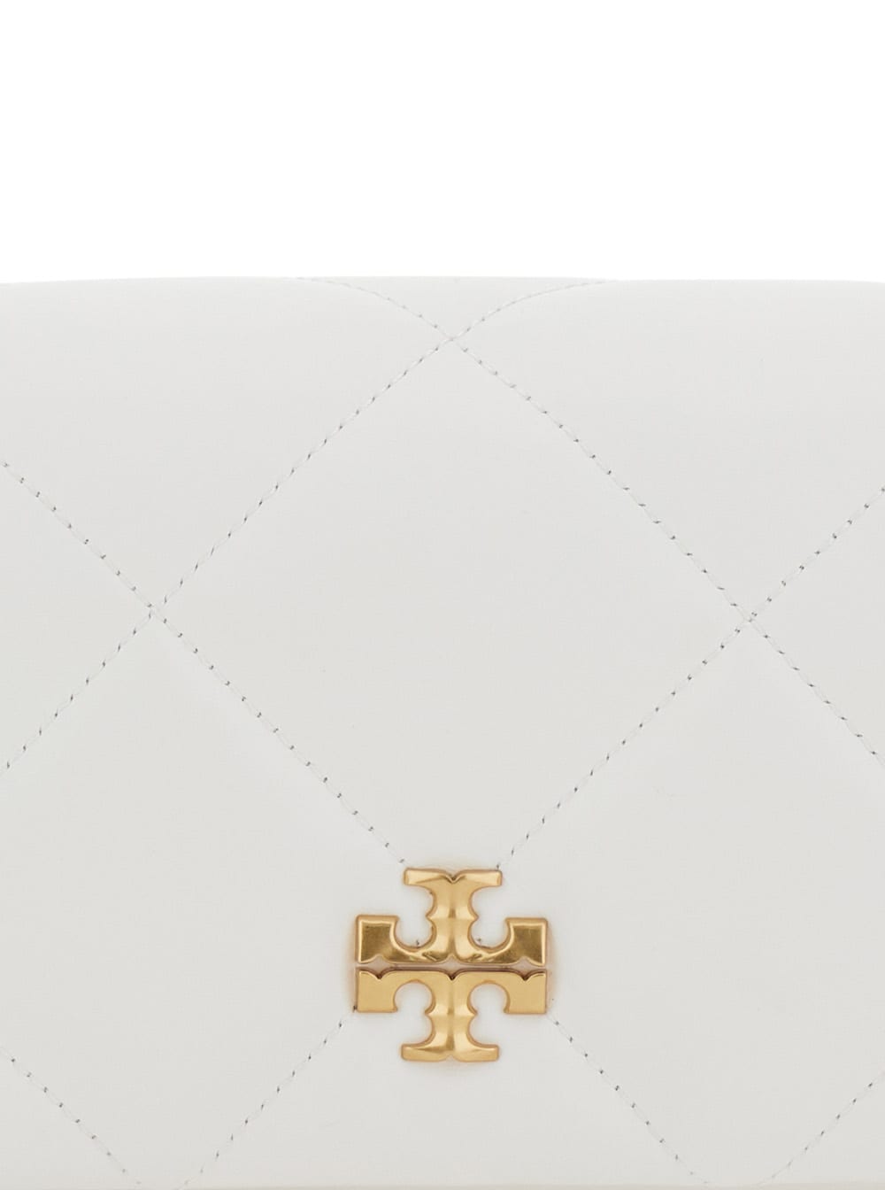 Tory Burch White Diamond-quilted Crossbody Bag With Double T Detail On The Front In Leather Woman