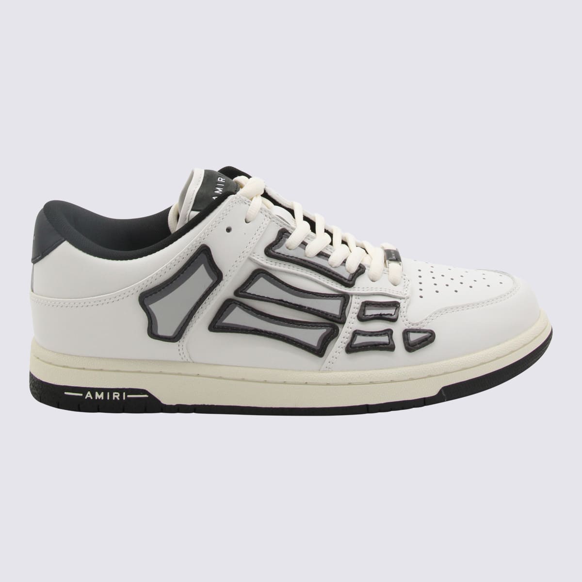 White And Black Leather Skel Sneakers