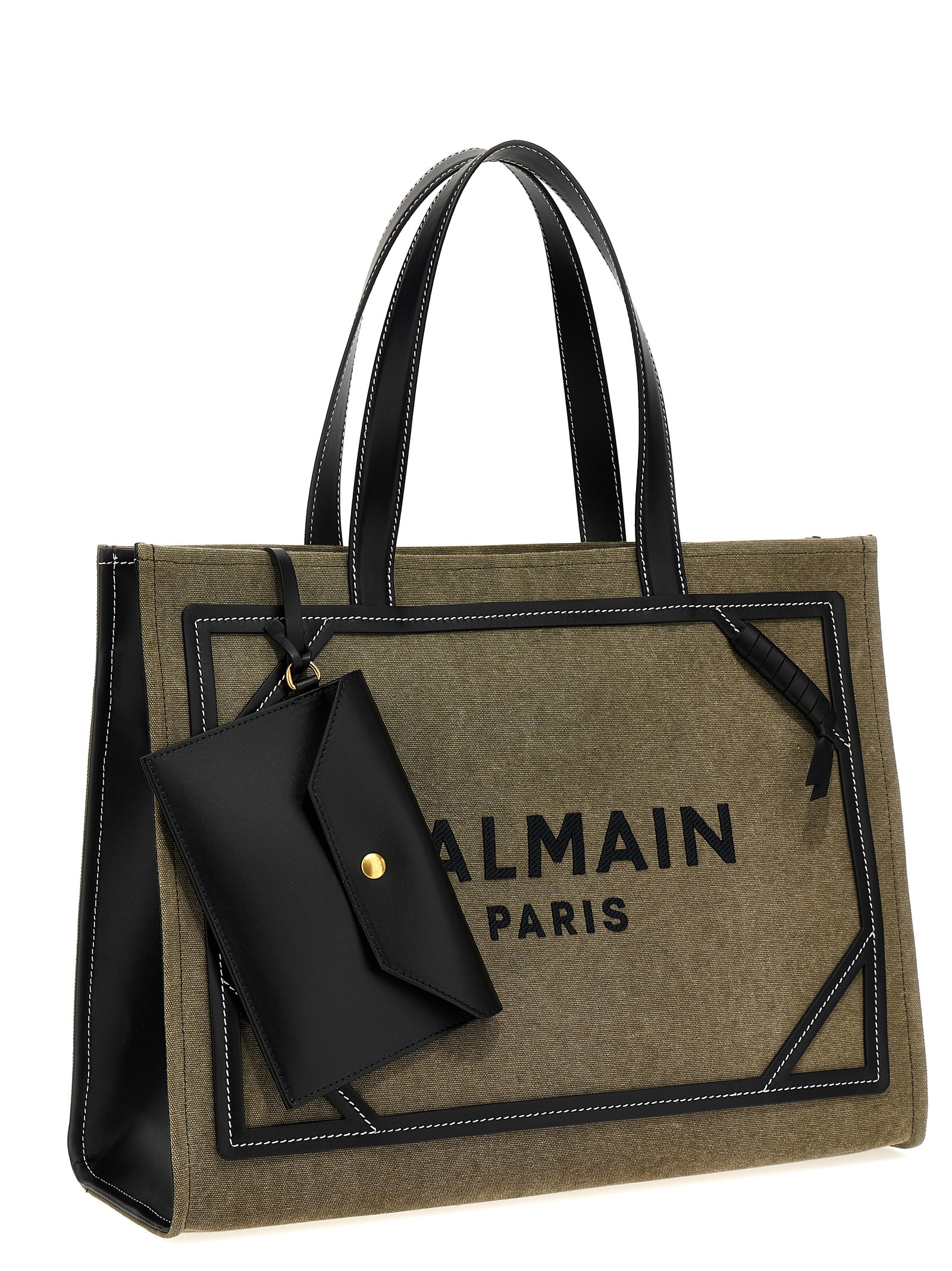 Shop Balmain B-army Medium Shopping Bag In Green