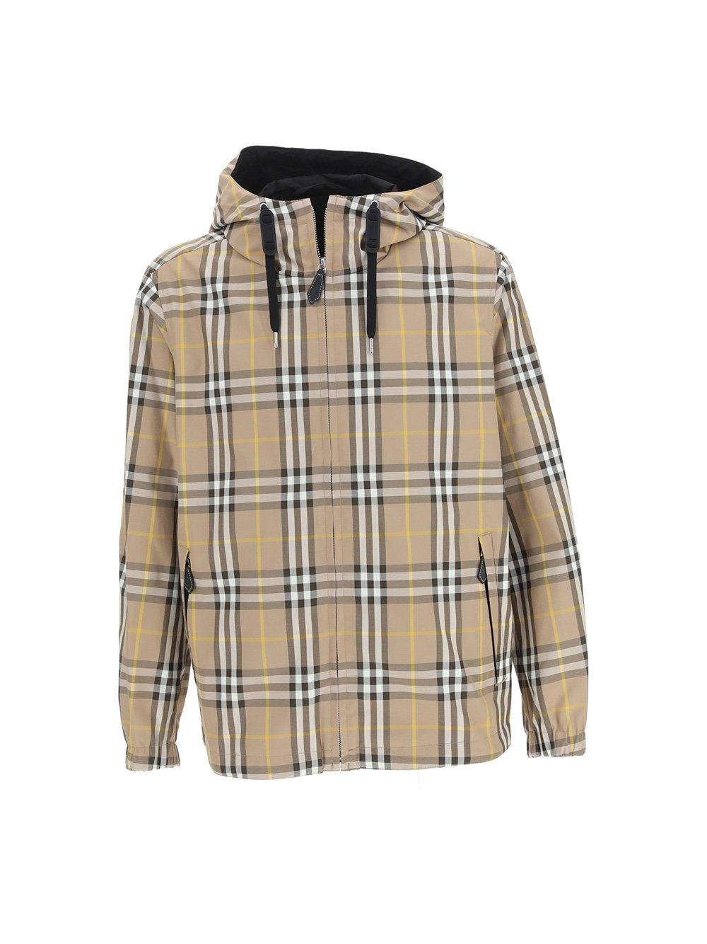 Burberry Checked Hooded Drawstring Jacket