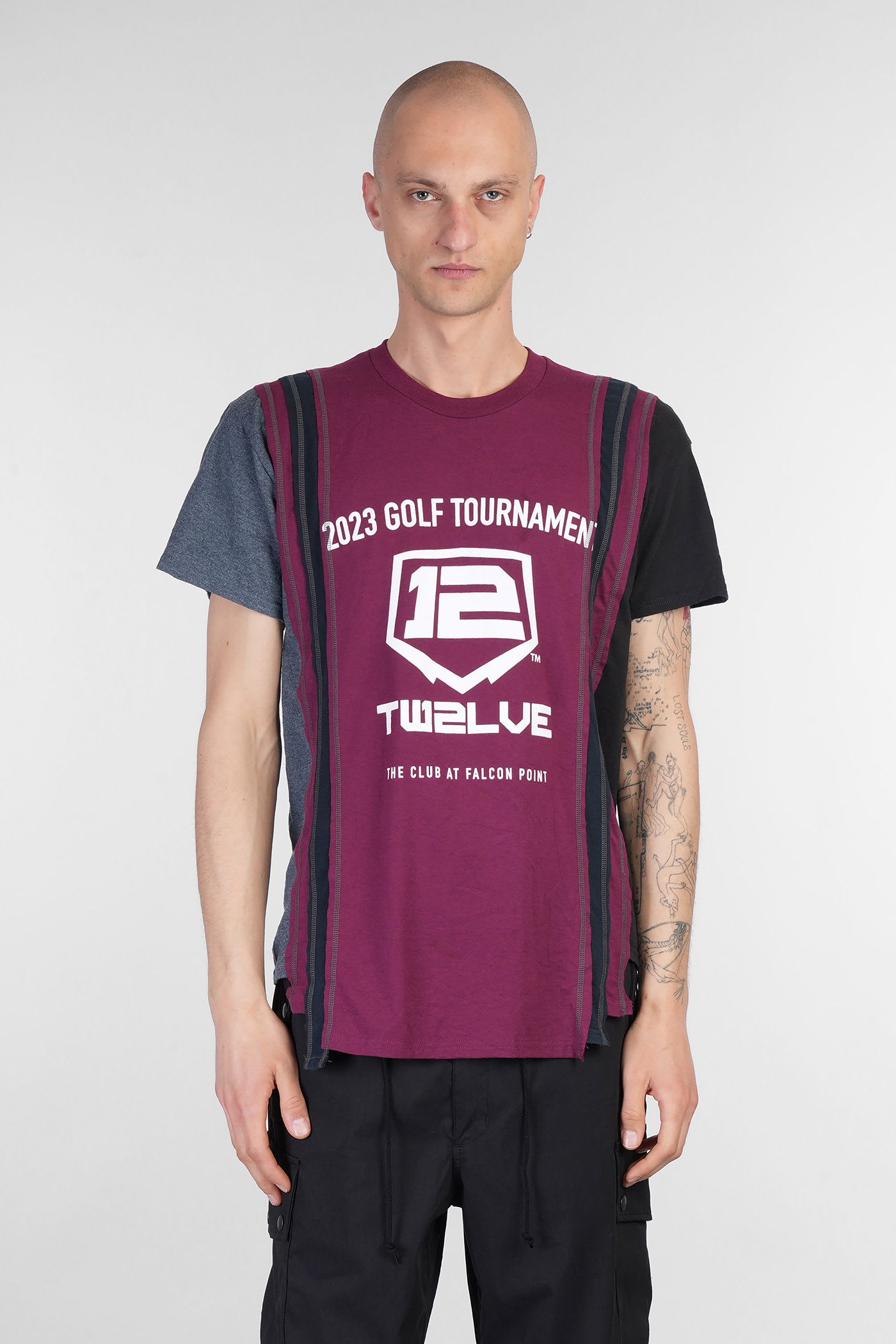 T-shirt In Bordeaux Cotton