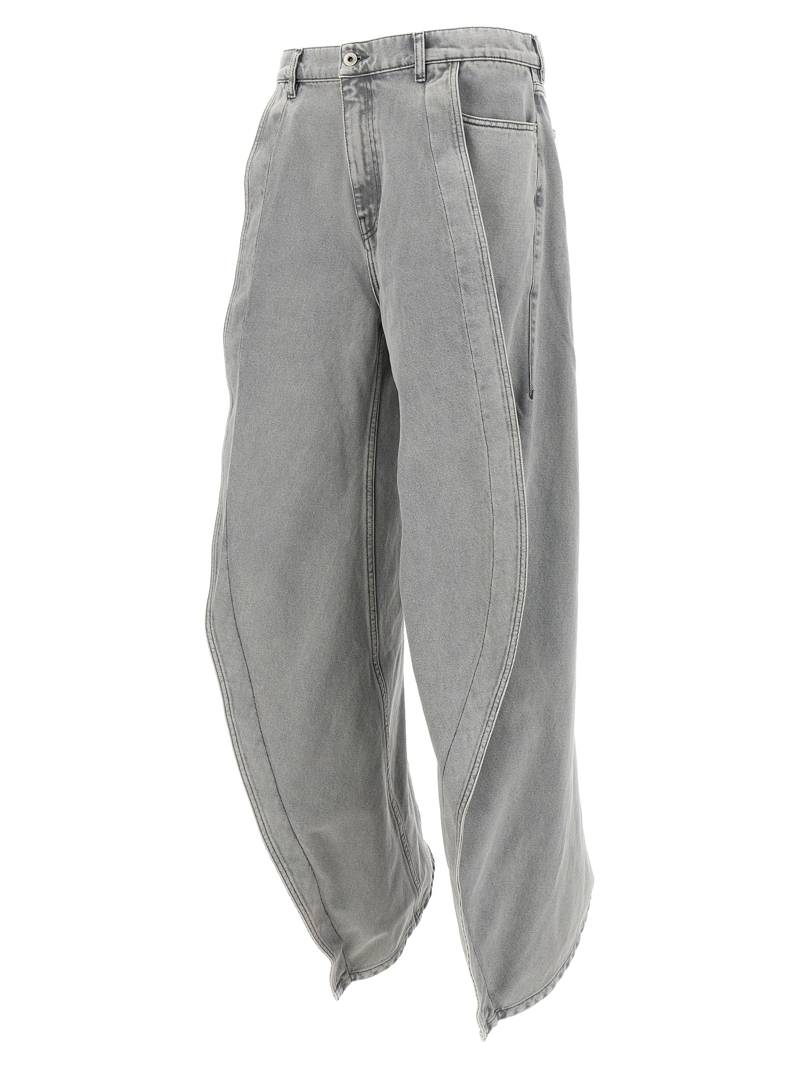 Y/project Trousers Denim Banana Pockets In Gray