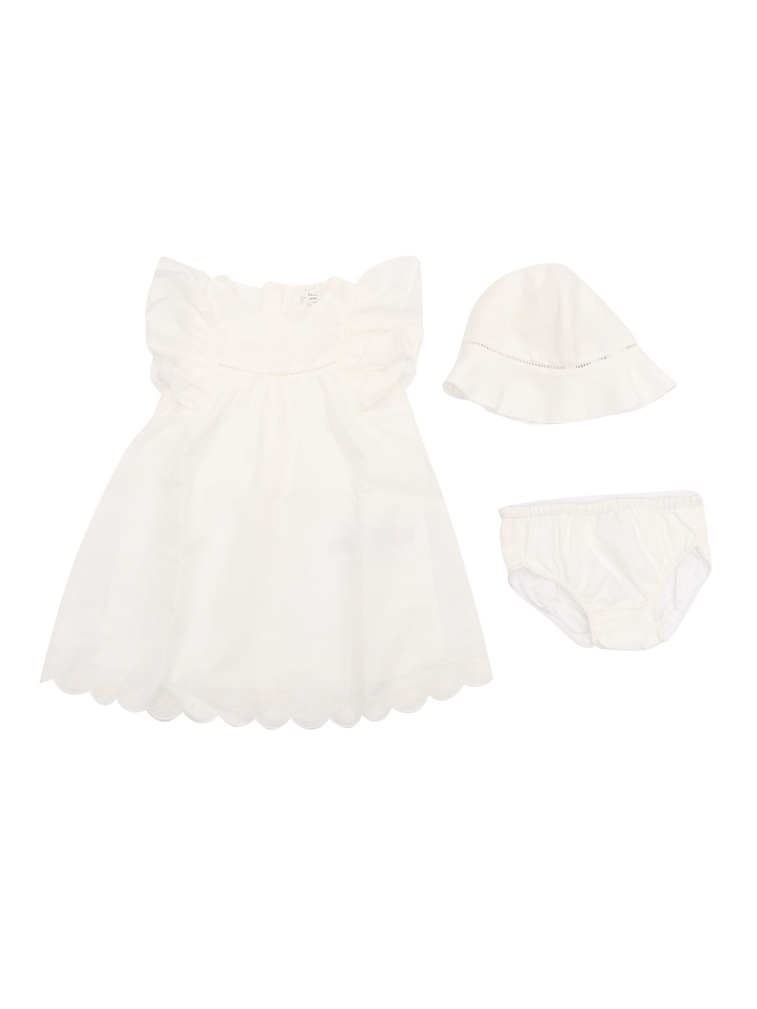 Chloé Dress+bloomer+cap In White