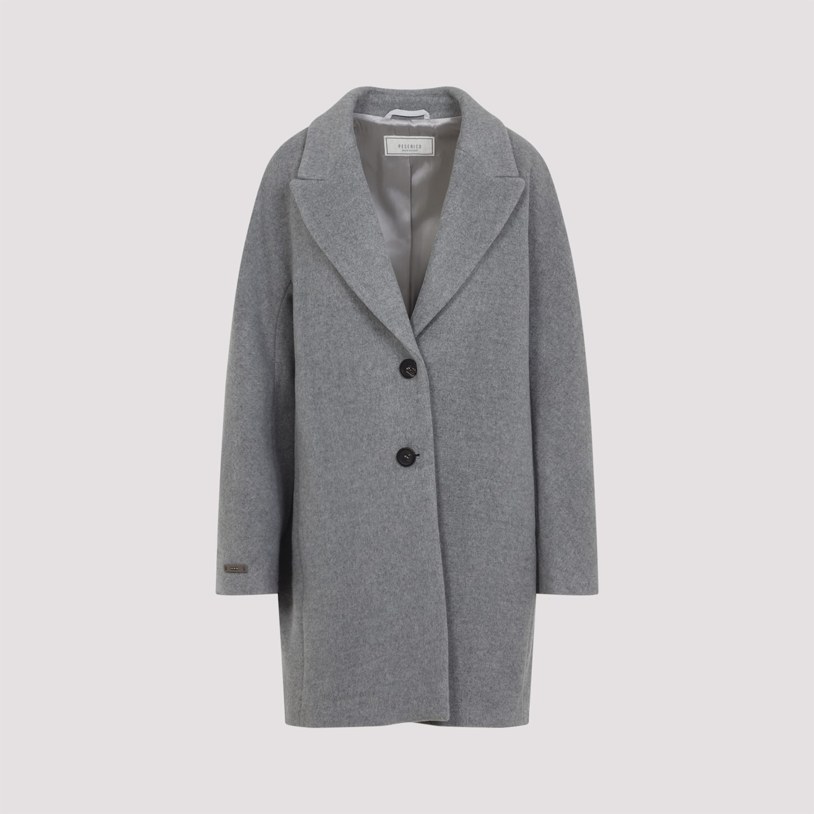 Peserico Mid-length Grey Coat With Notched Lapel In Gray