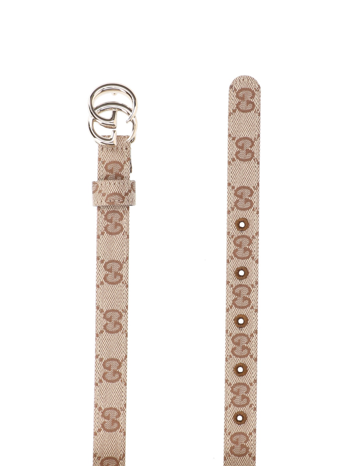 Gucci Gg Marmont Thin Belt In Sand