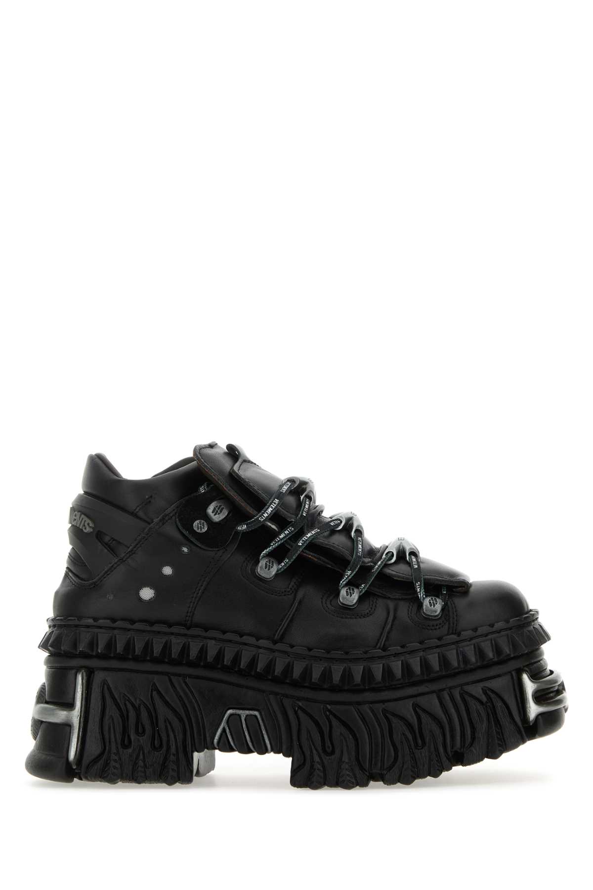 Shop Vetements Black Leather New Rock Sneakers