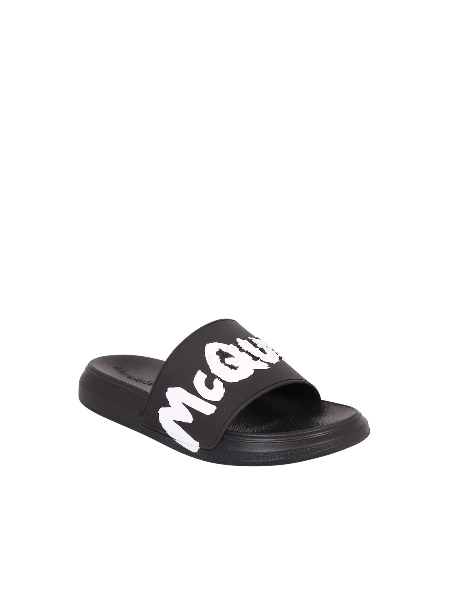 Shop Alexander Mcqueen Black Slide Sandals