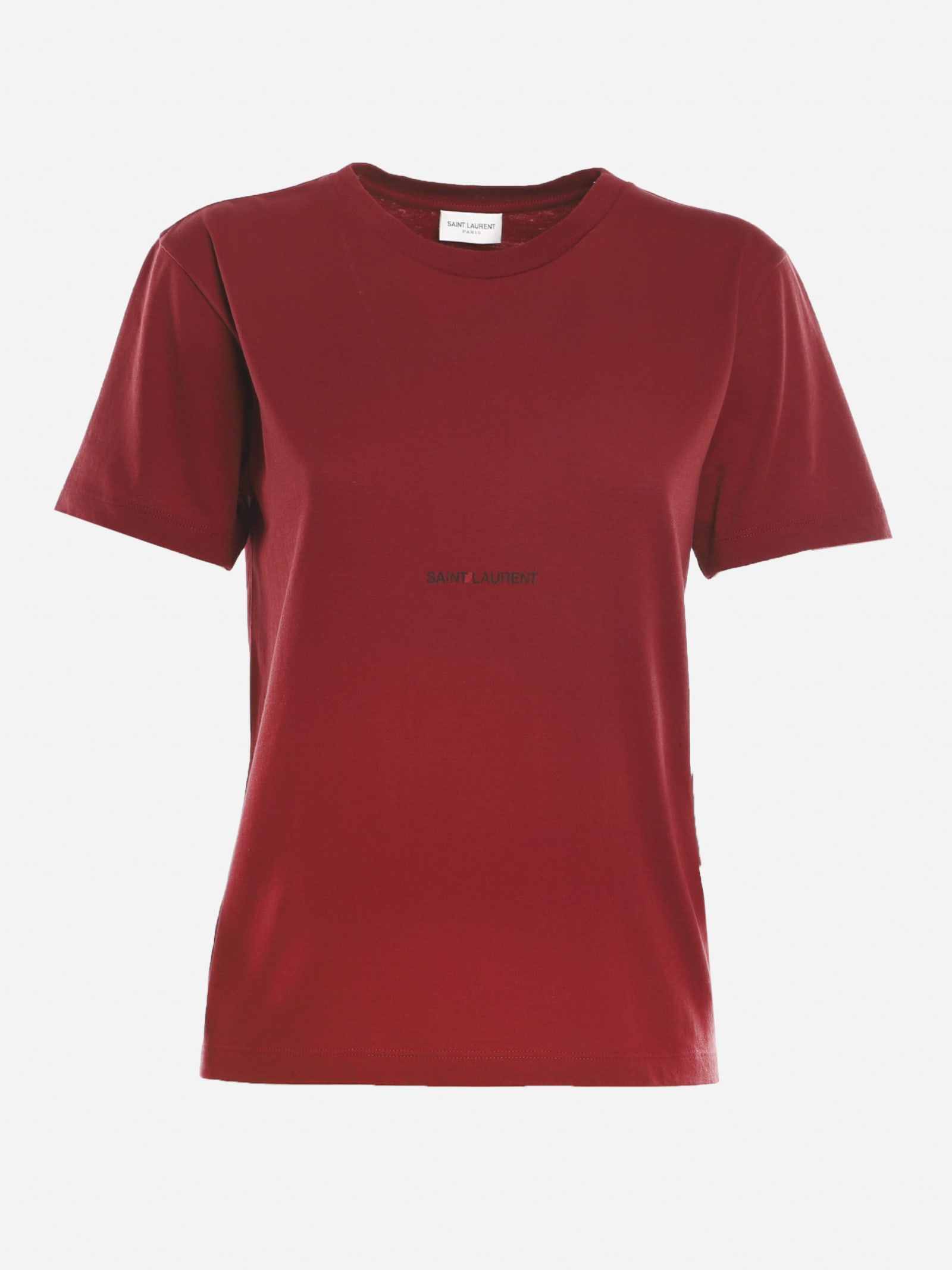 Saint Laurent Red Cotton T Shirt With Logo Print