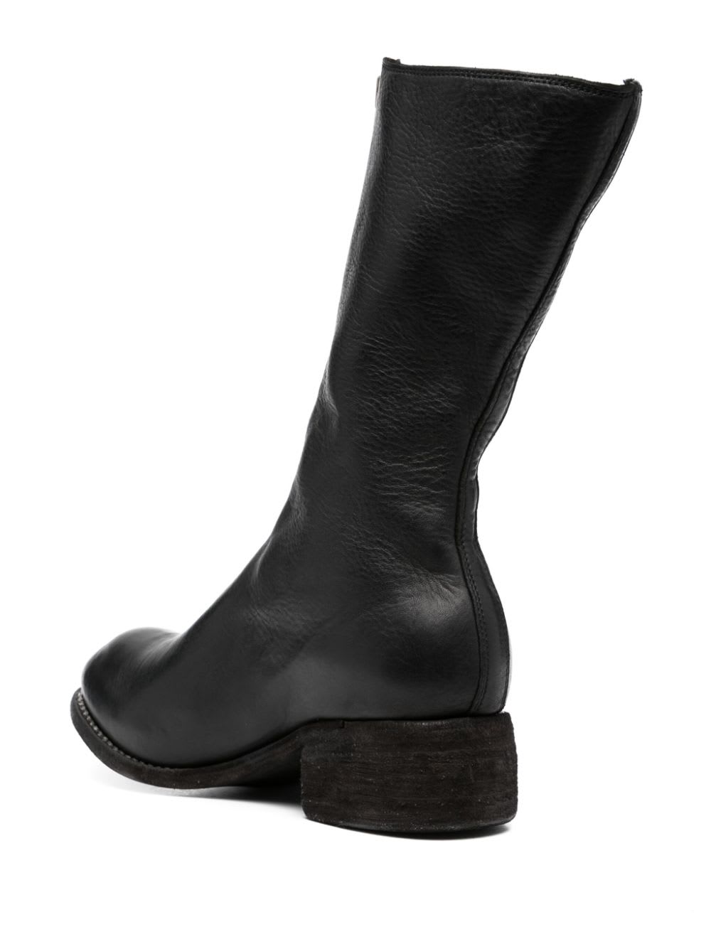 Shop Guidi Mid Front Zip Boots In Blkt Black