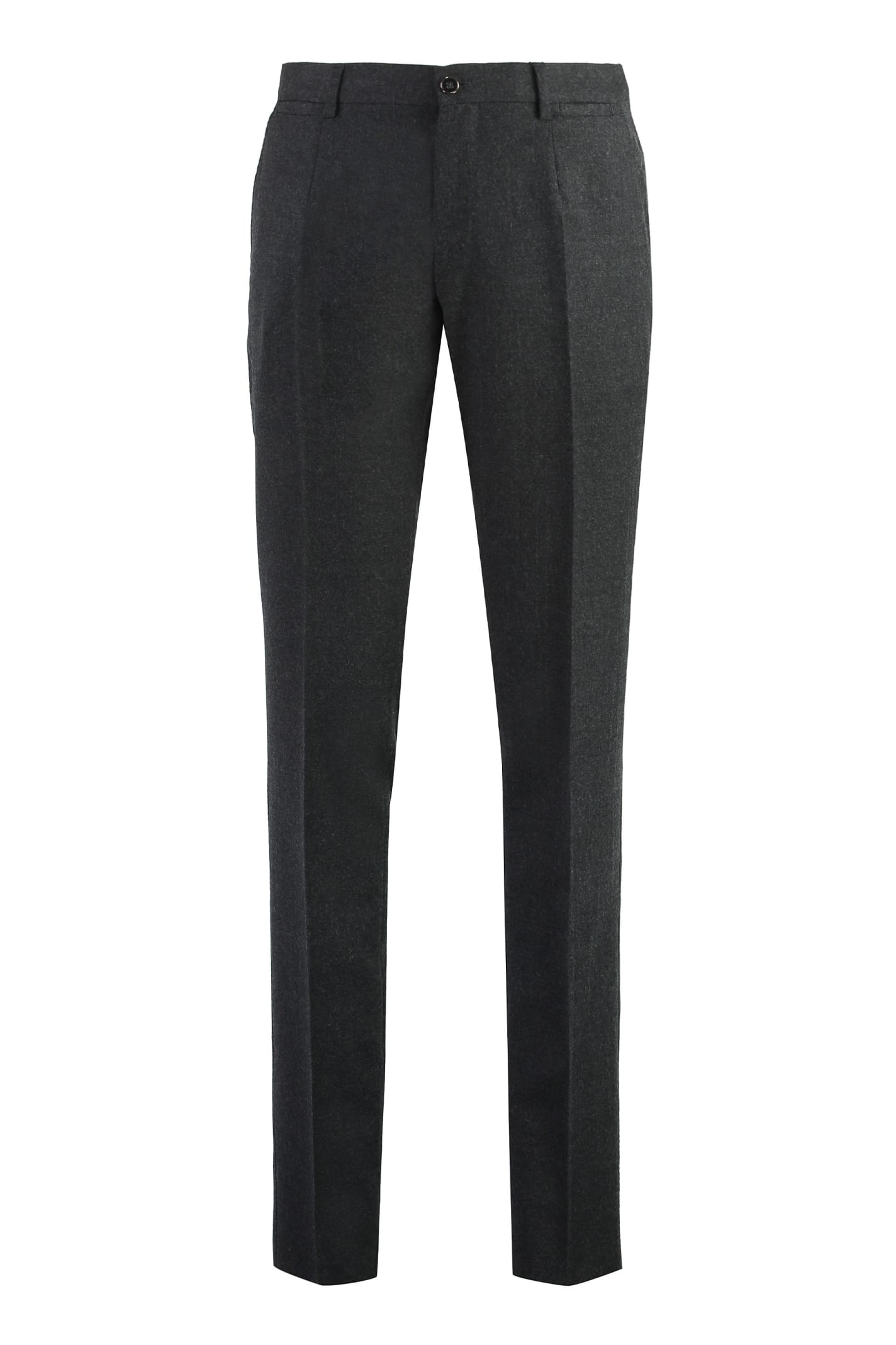 Dolce & Gabbana Stretch Wool Trousers In Grey