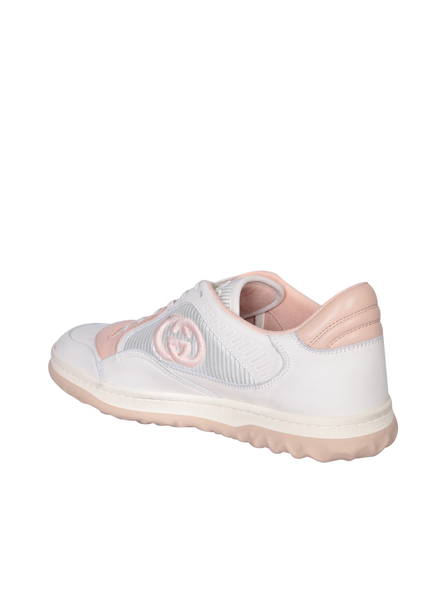 Shop Gucci Mac Cream/pink Sneakers In White