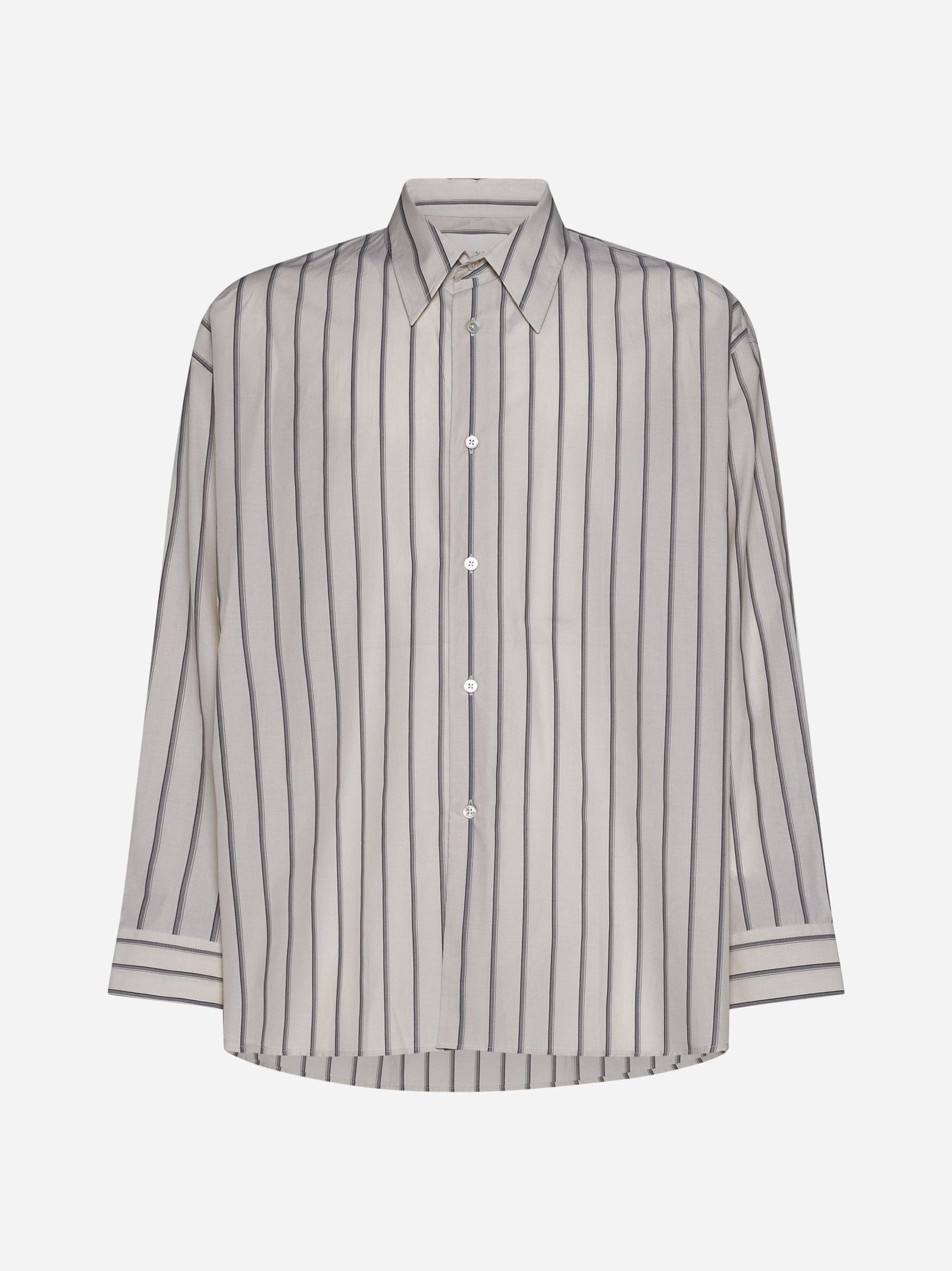 Studio Nicholson Loche Pinstriped Cotton Shirt In Beige