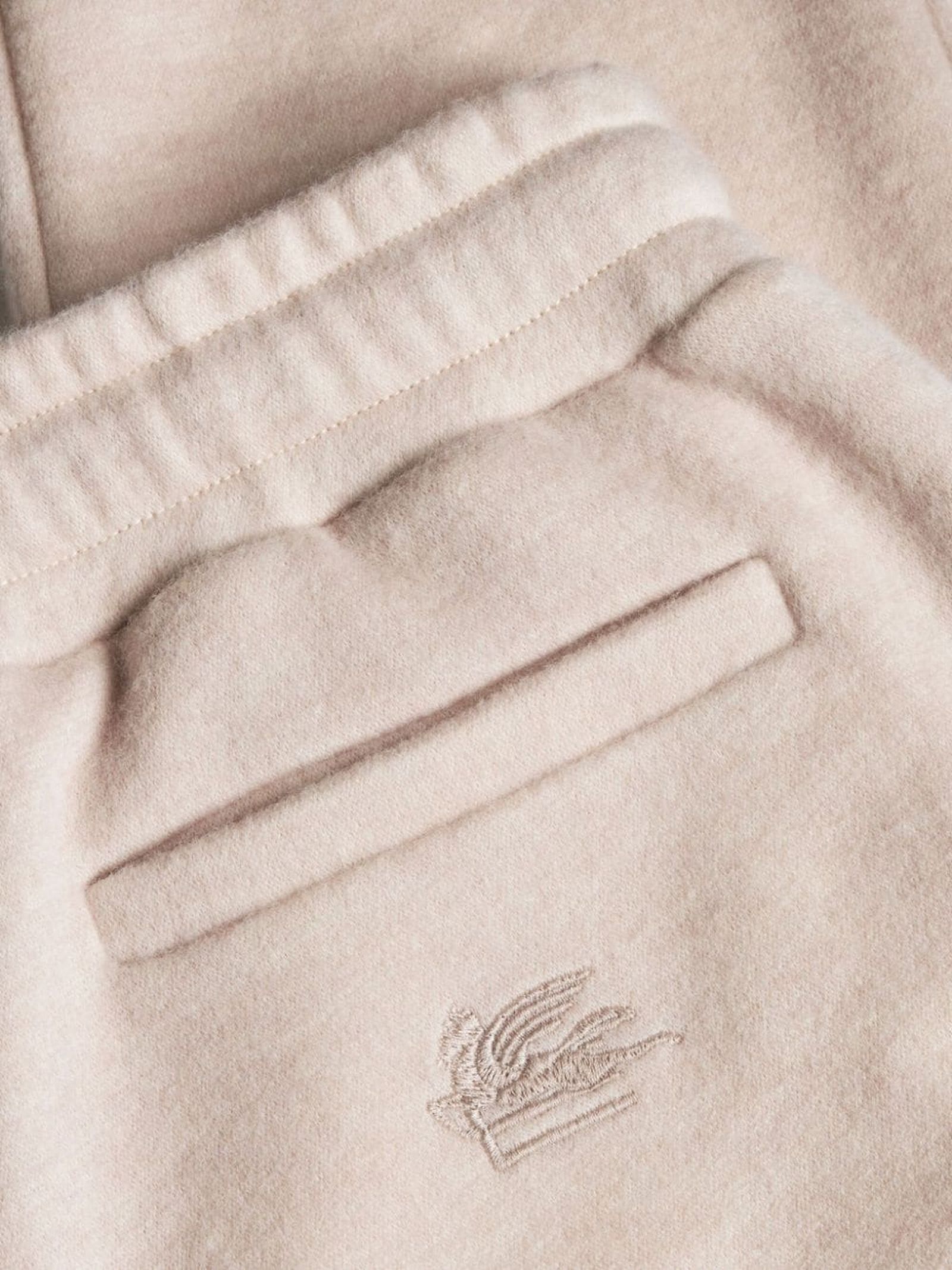 Etro Pegaso-embroidered Wool Jogging Trousers In Beige