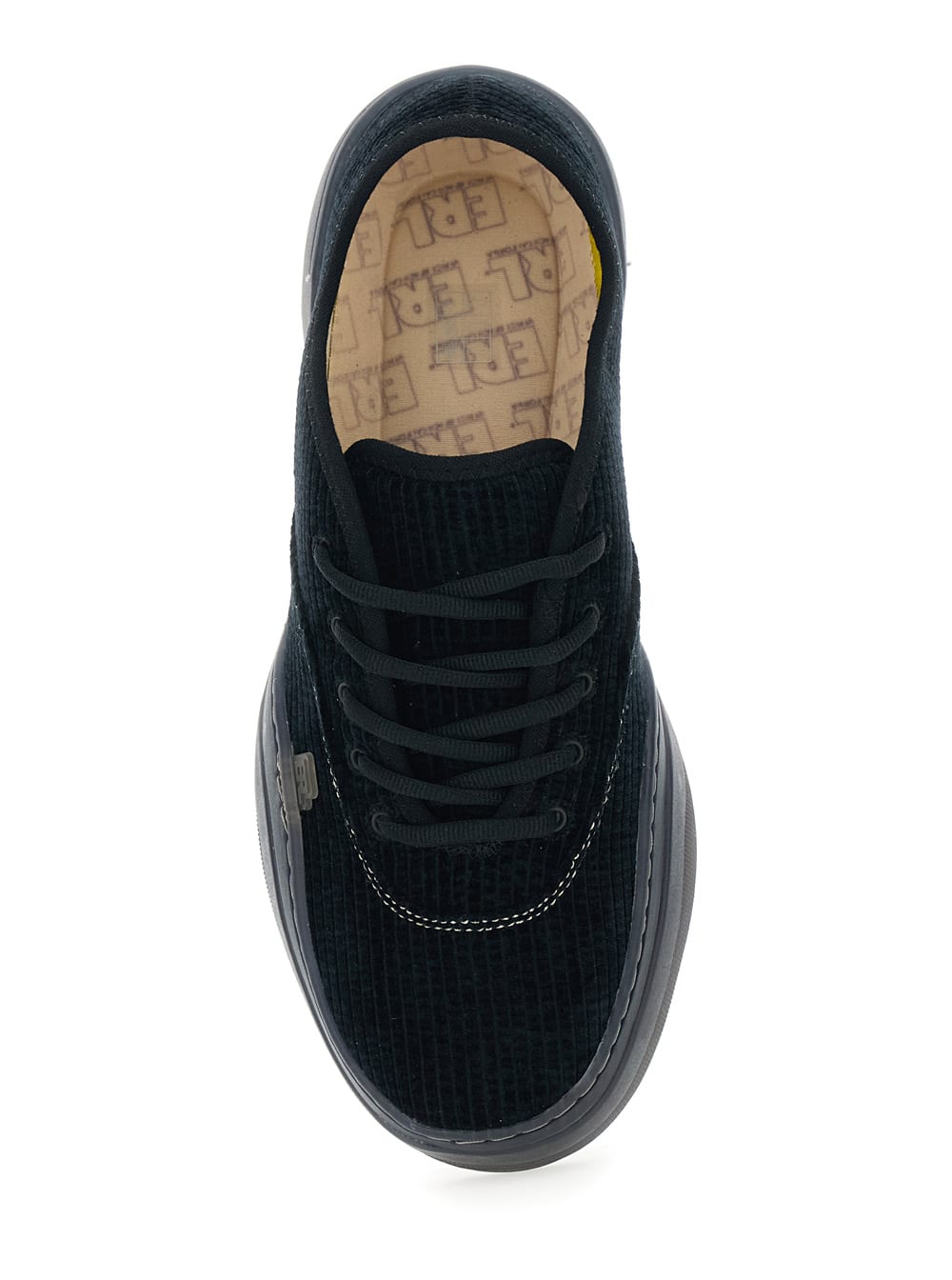 Erl Low Skate Mule Black Low-top Sneaker With Side Logo In Cotton Man In Black