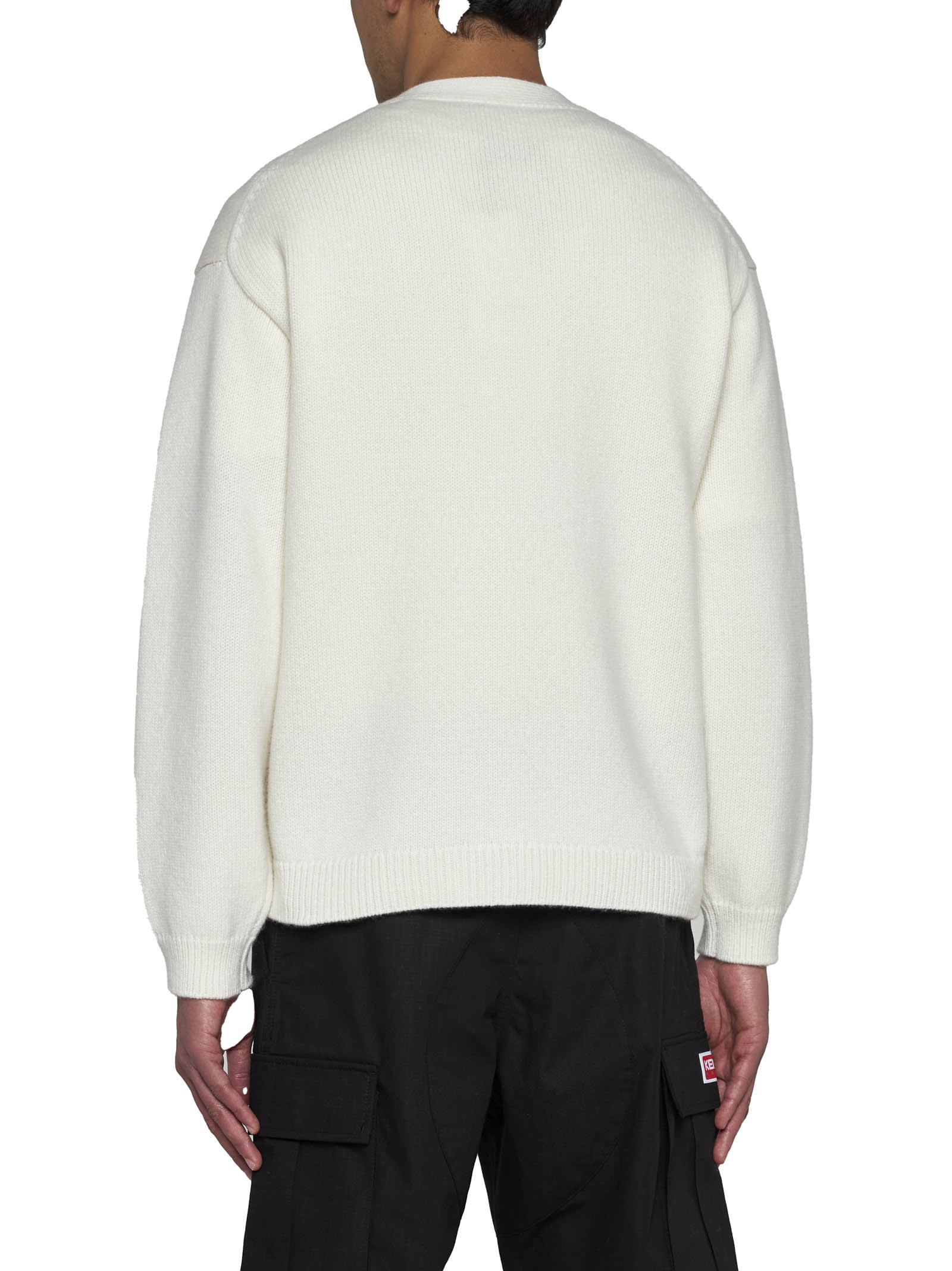 Shop Kenzo Cardigan In Off White
