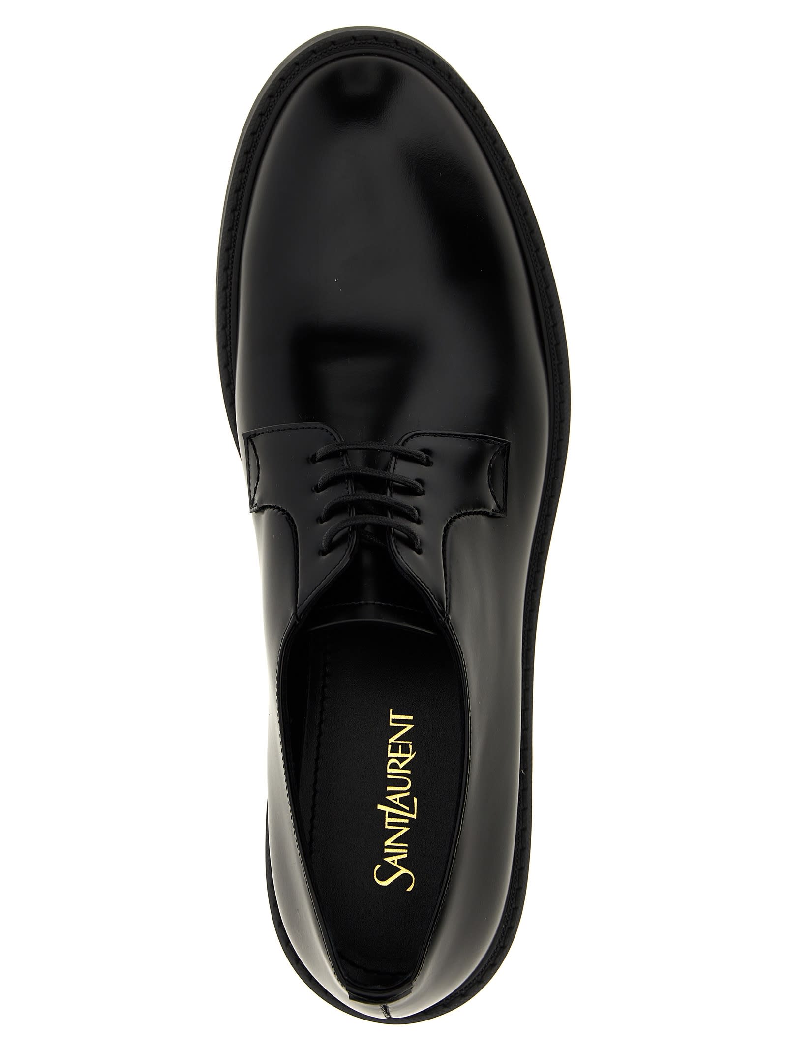 Saint Laurent Derby Antoine In Pelle Liscia In Black