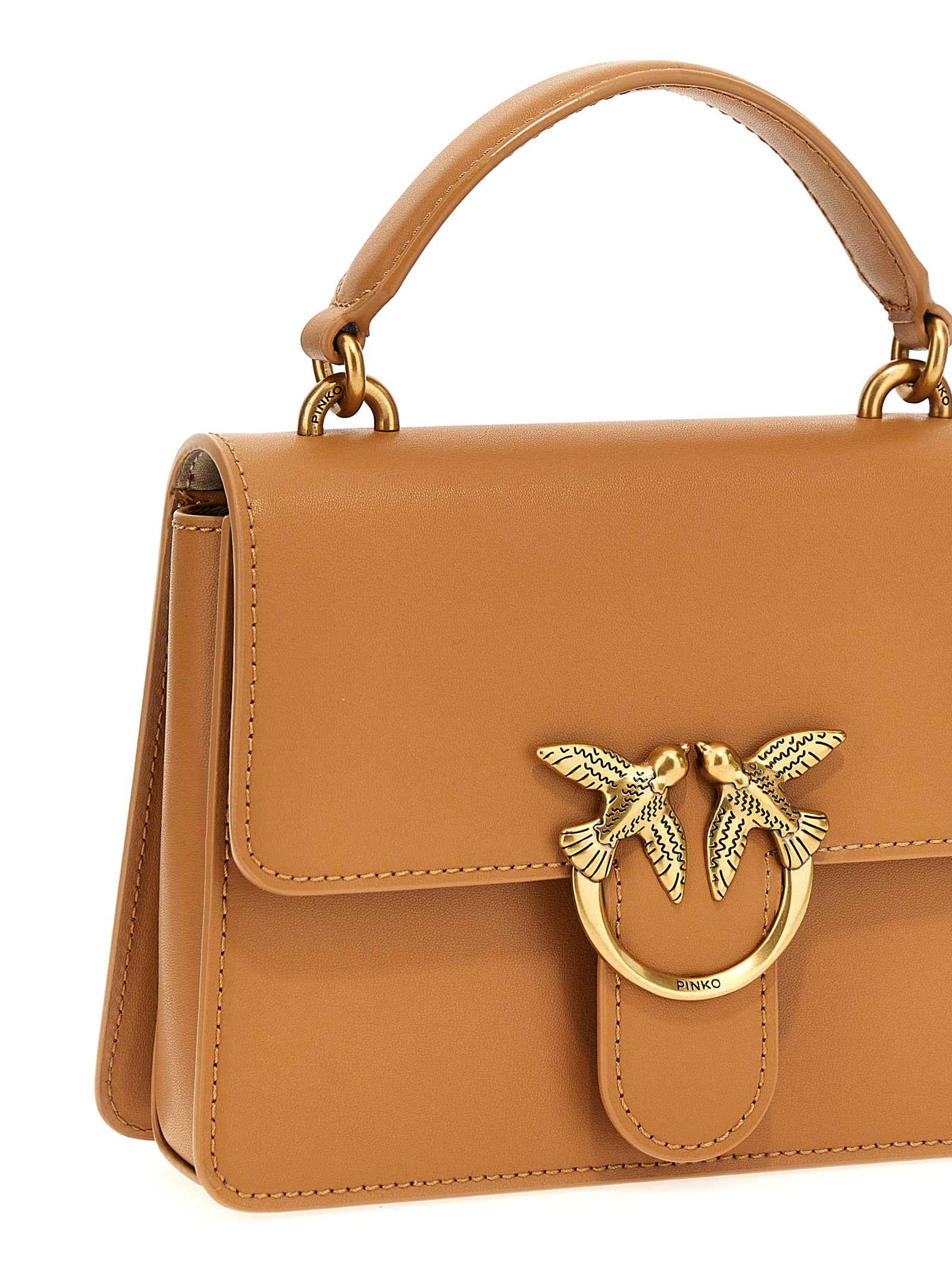 Pinko Love One Top Handle Mini Handbag In Beige