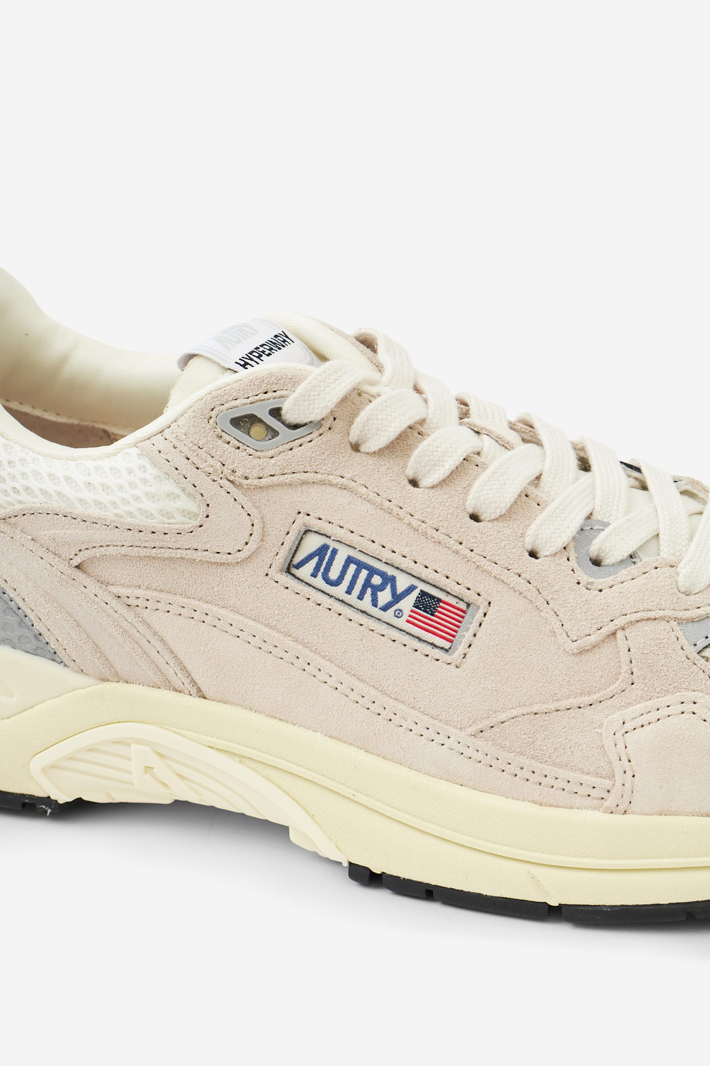 Autry Classic Leather And Mesh Panel Sneakers In Neutral