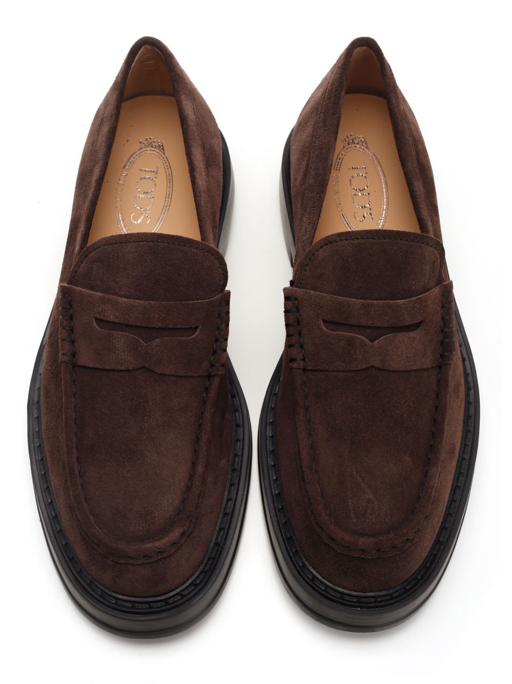 Shop Tod's Brown Suede Moccasin In Dark Brown