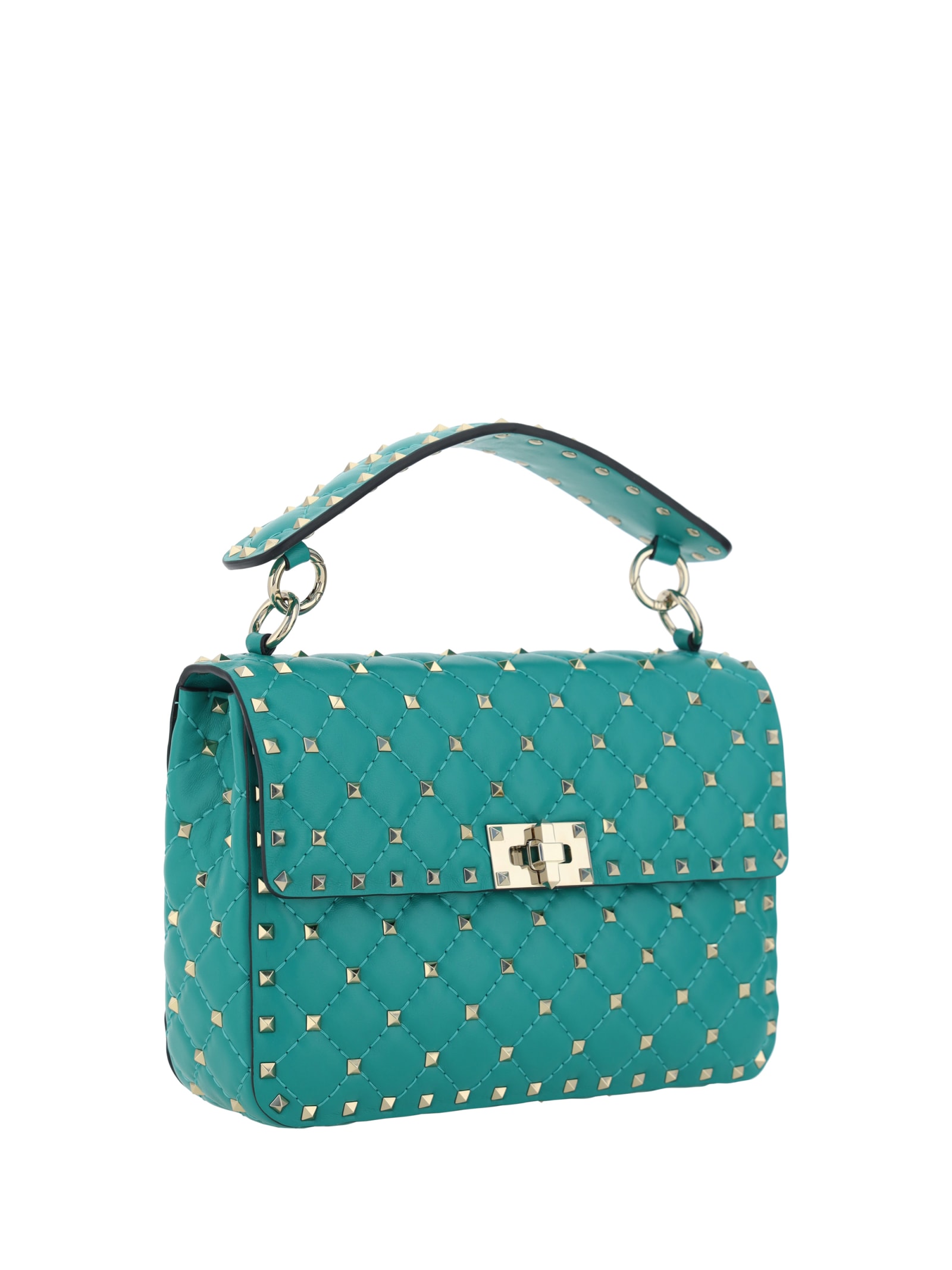 Shop Valentino Rockstud Spike Handbag In Peacock Green