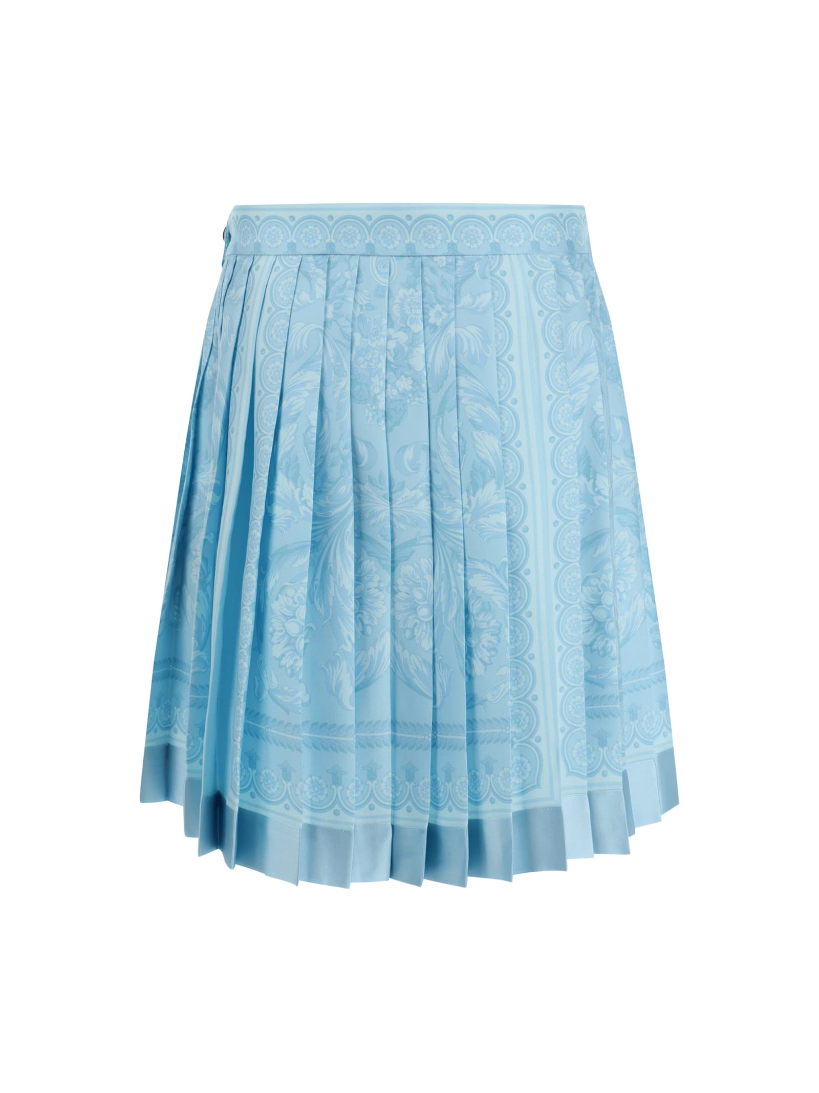 Shop Versace Mini Skirt In Pale Blue